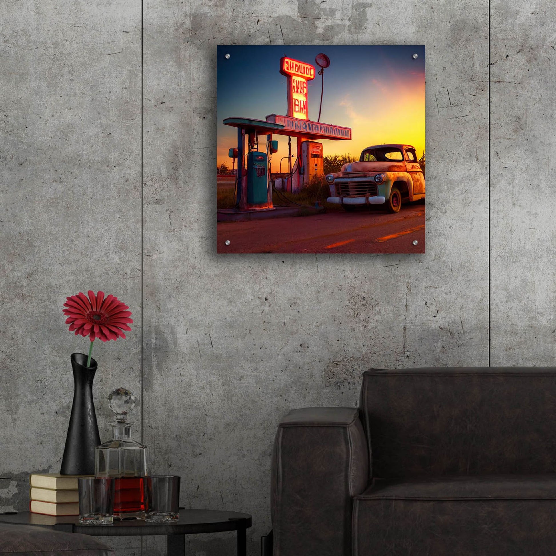 Epic Art 'Route 66 1' by Ray Heere, Acrylic Glass Wall Art,24x24