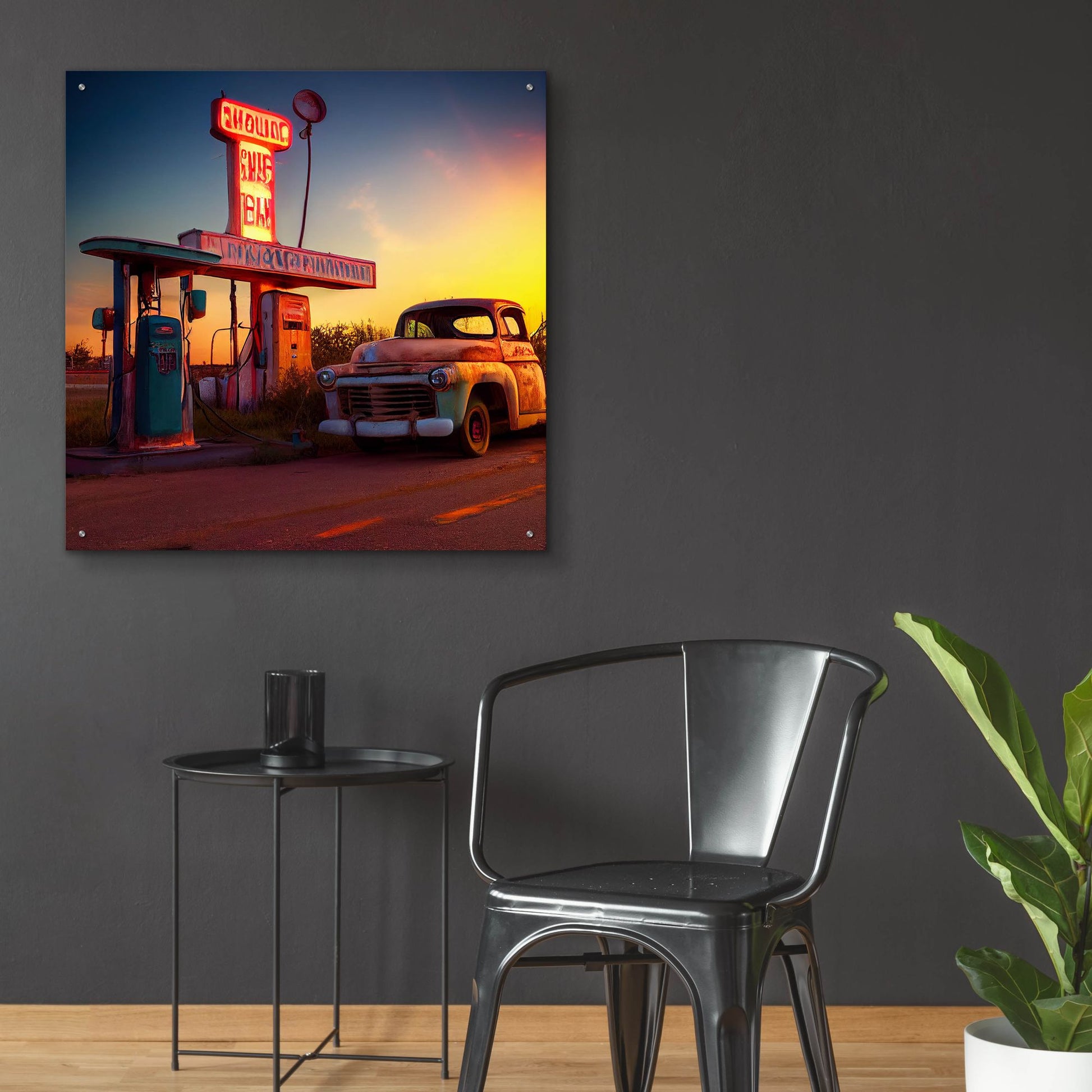 Epic Art 'Route 66 1' by Ray Heere, Acrylic Glass Wall Art,36x36