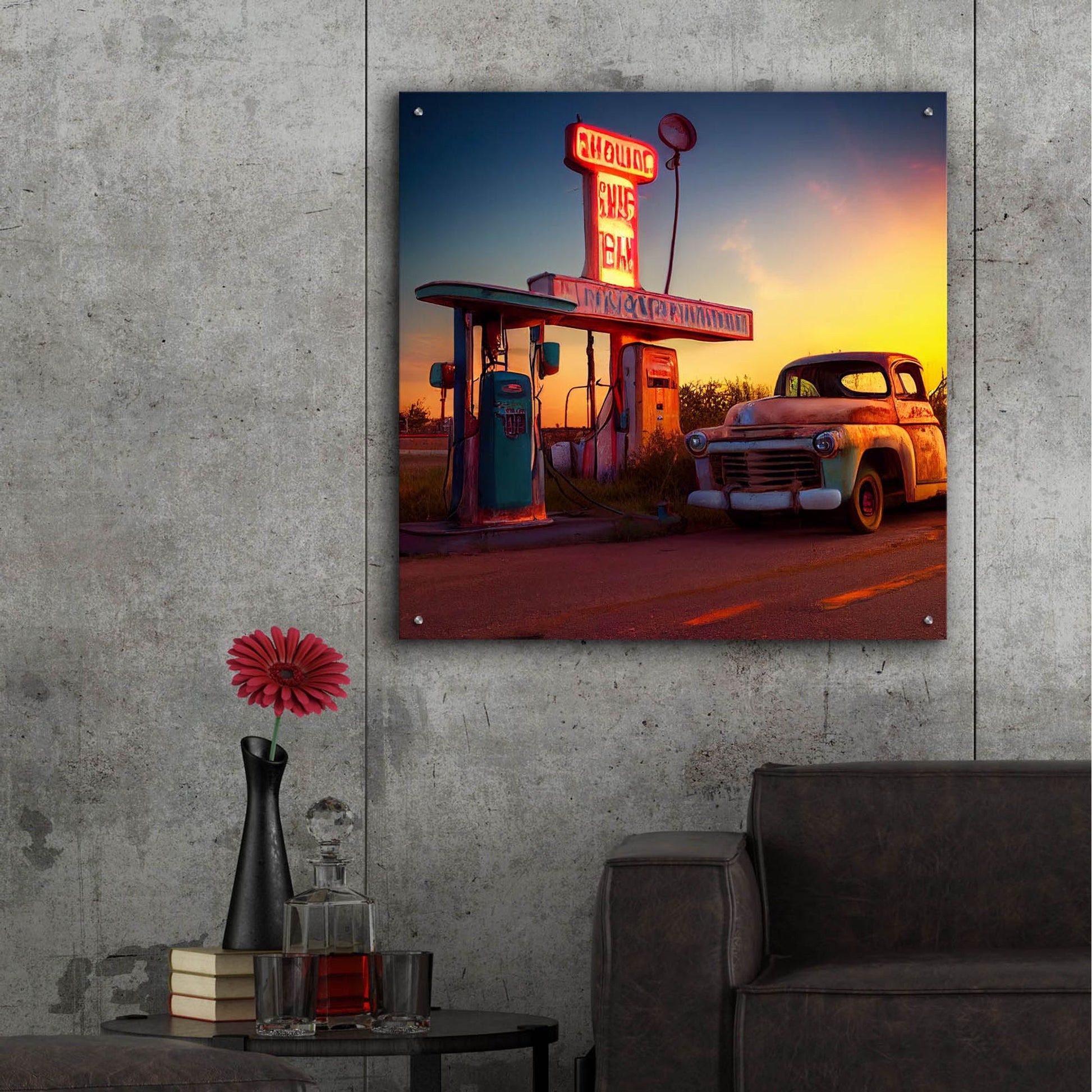 Epic Art 'Route 66 1' by Ray Heere, Acrylic Glass Wall Art,36x36