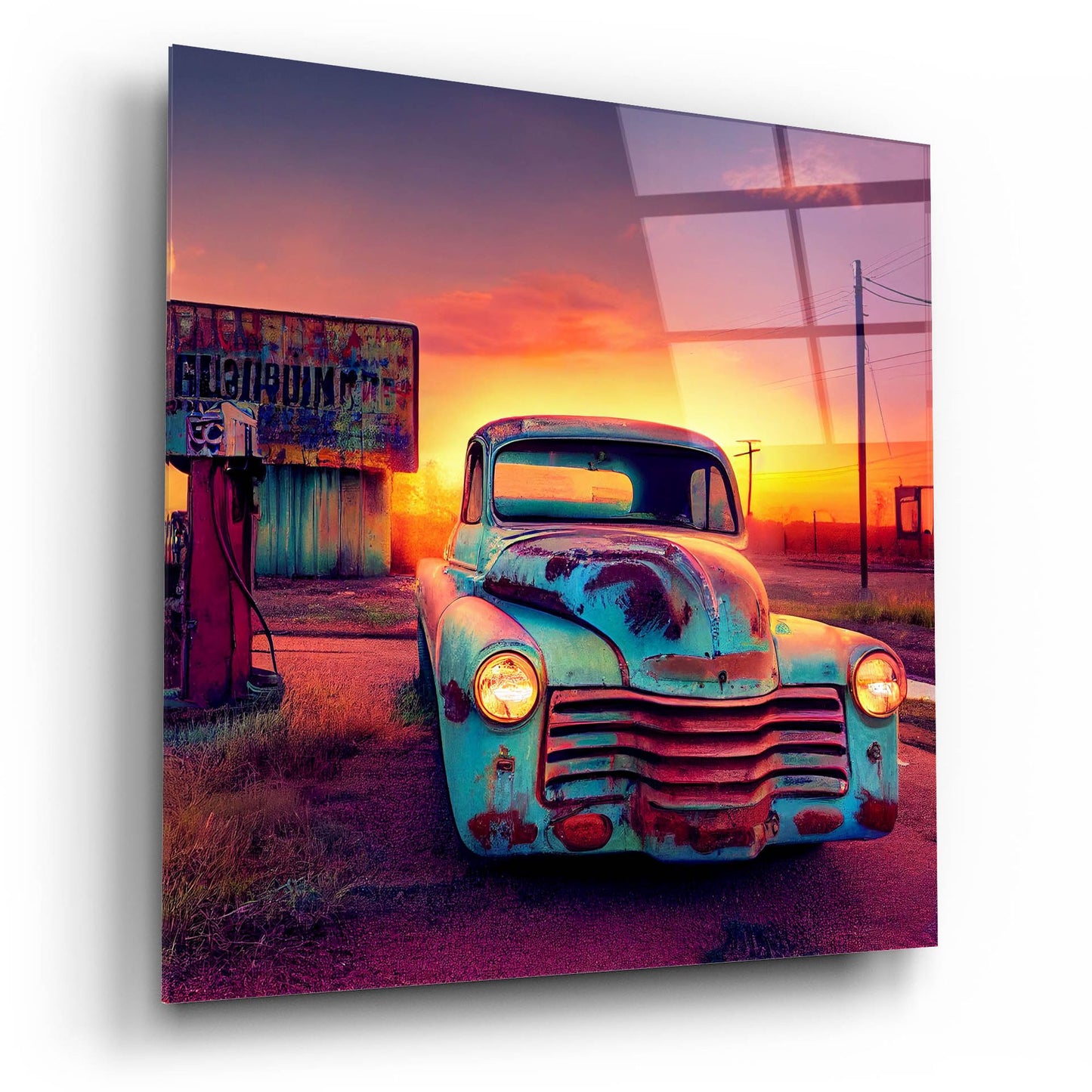 Epic Art 'Route 66 2' by Ray Heere, Acrylic Glass Wall Art,12x12