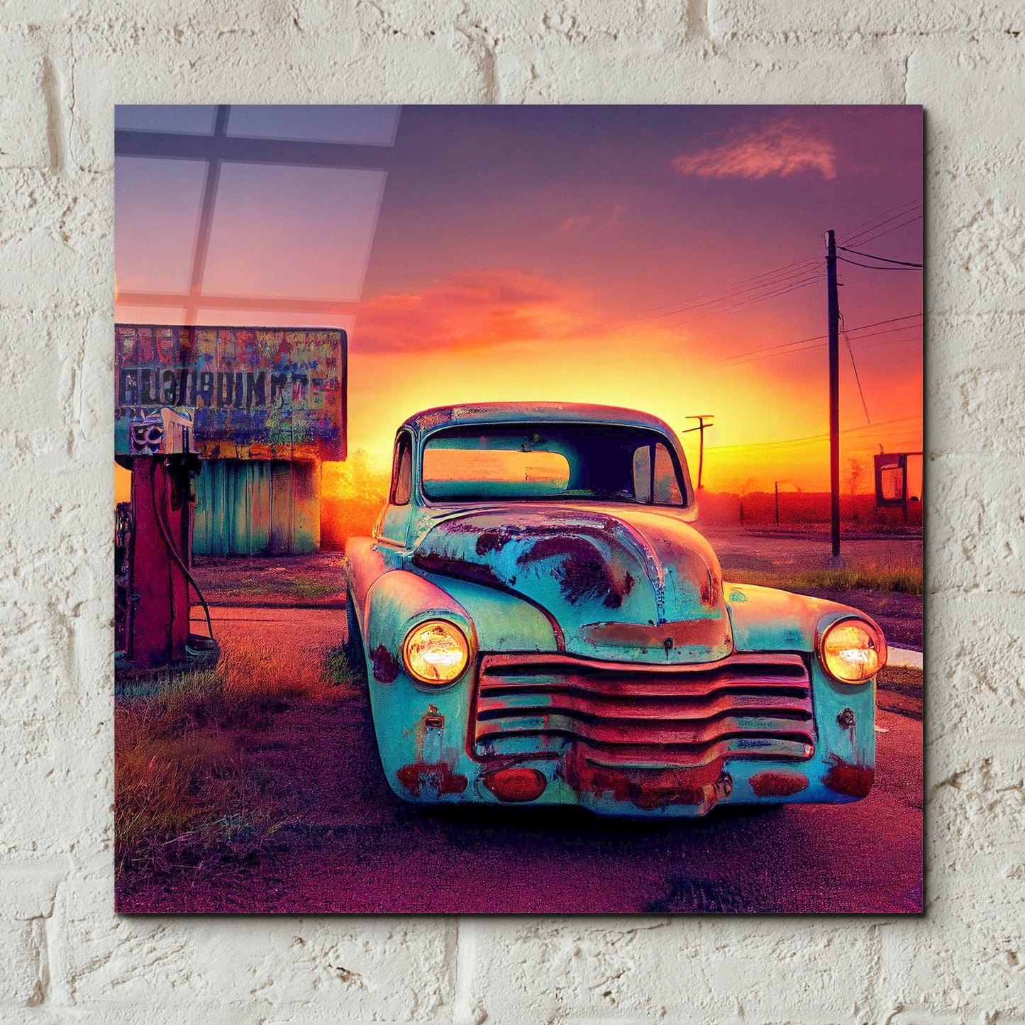 Epic Art 'Route 66 2' by Ray Heere, Acrylic Glass Wall Art,12x12