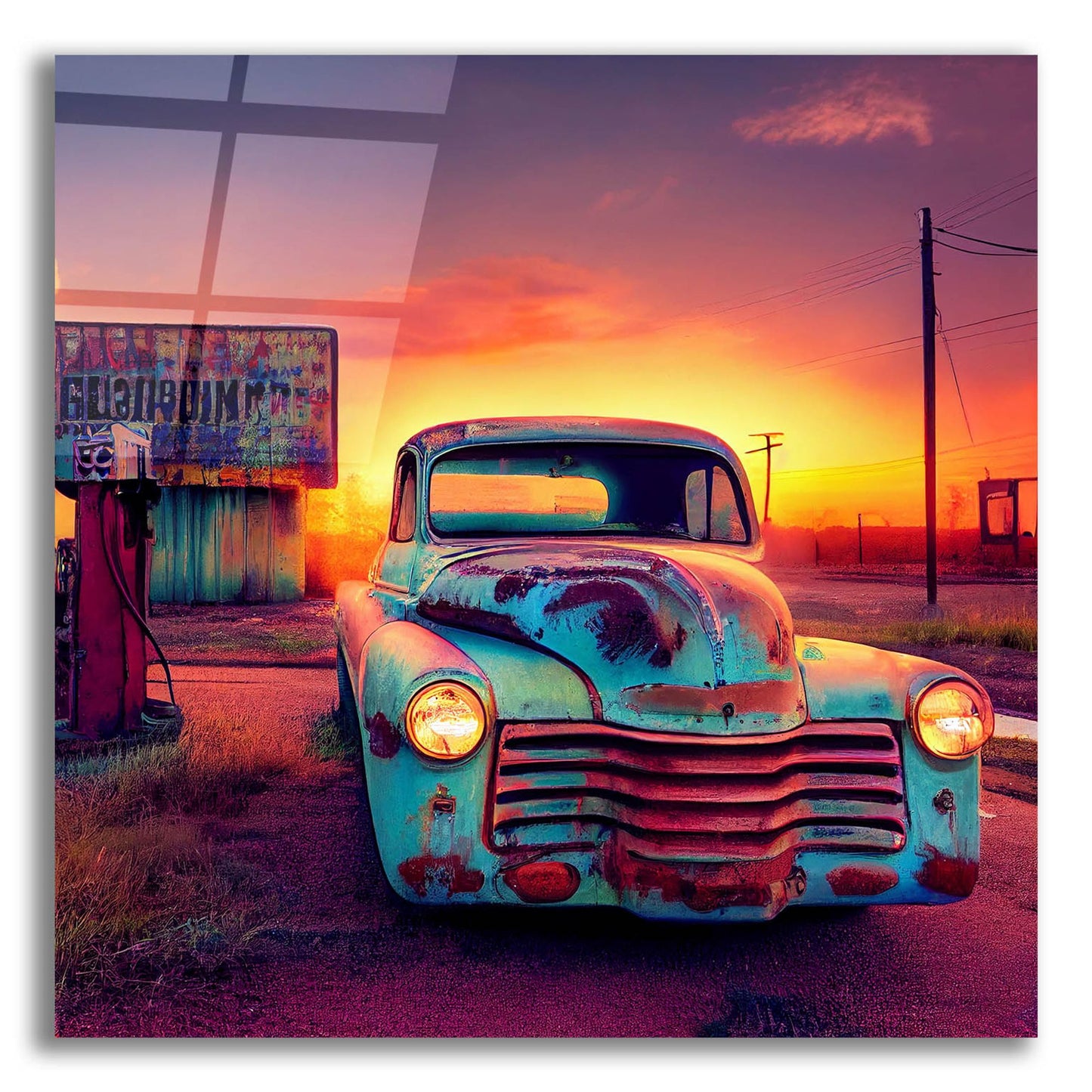 Epic Art 'Route 66 2' by Ray Heere, Acrylic Glass Wall Art,12x12