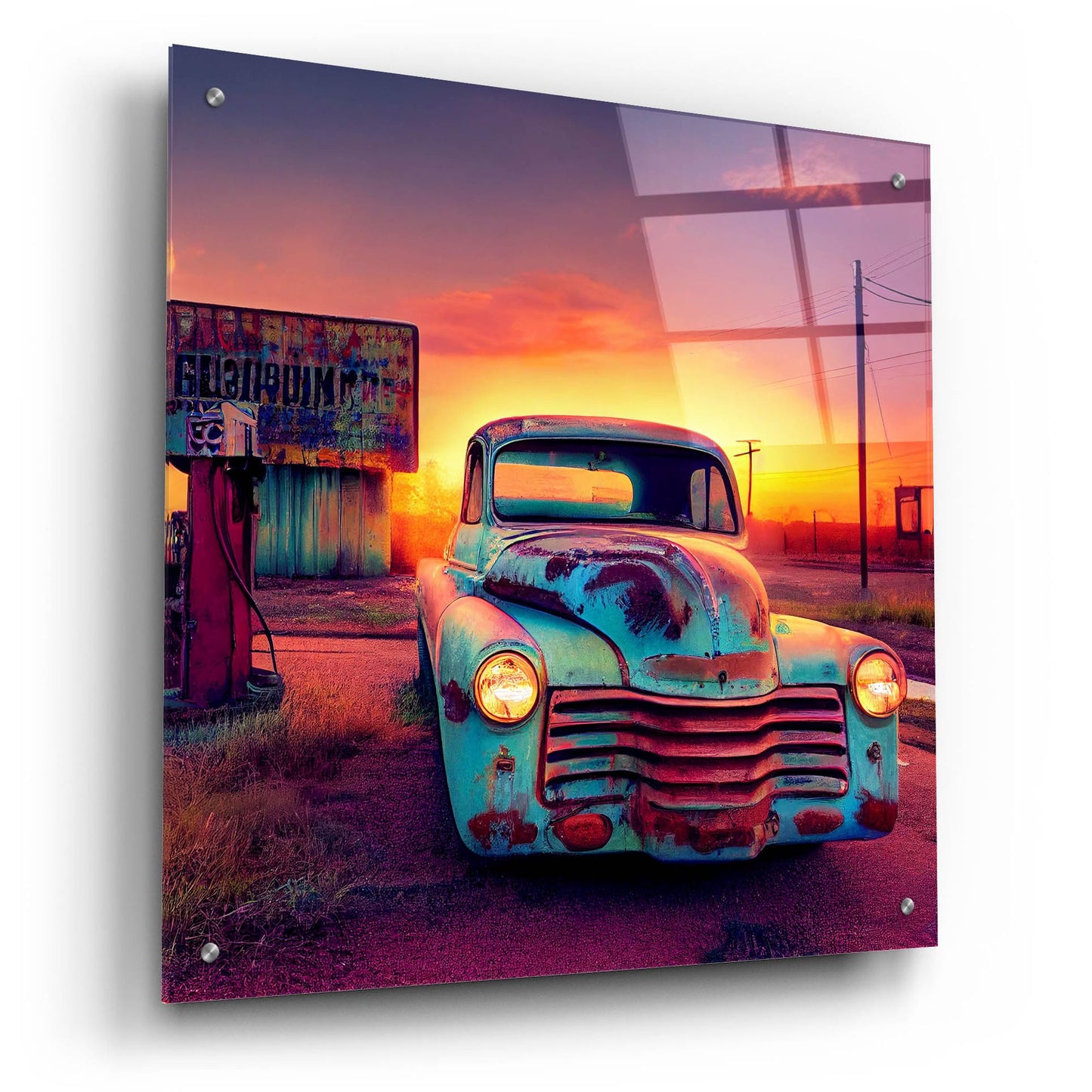 Epic Art 'Route 66 2' by Ray Heere, Acrylic Glass Wall Art,24x24