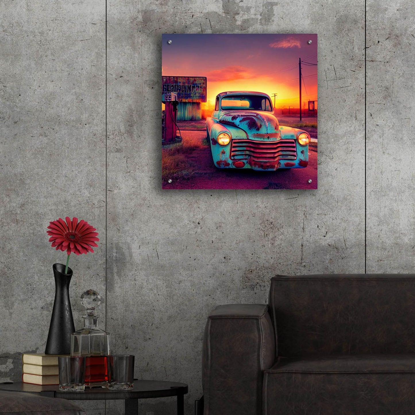 Epic Art 'Route 66 2' by Ray Heere, Acrylic Glass Wall Art,24x24