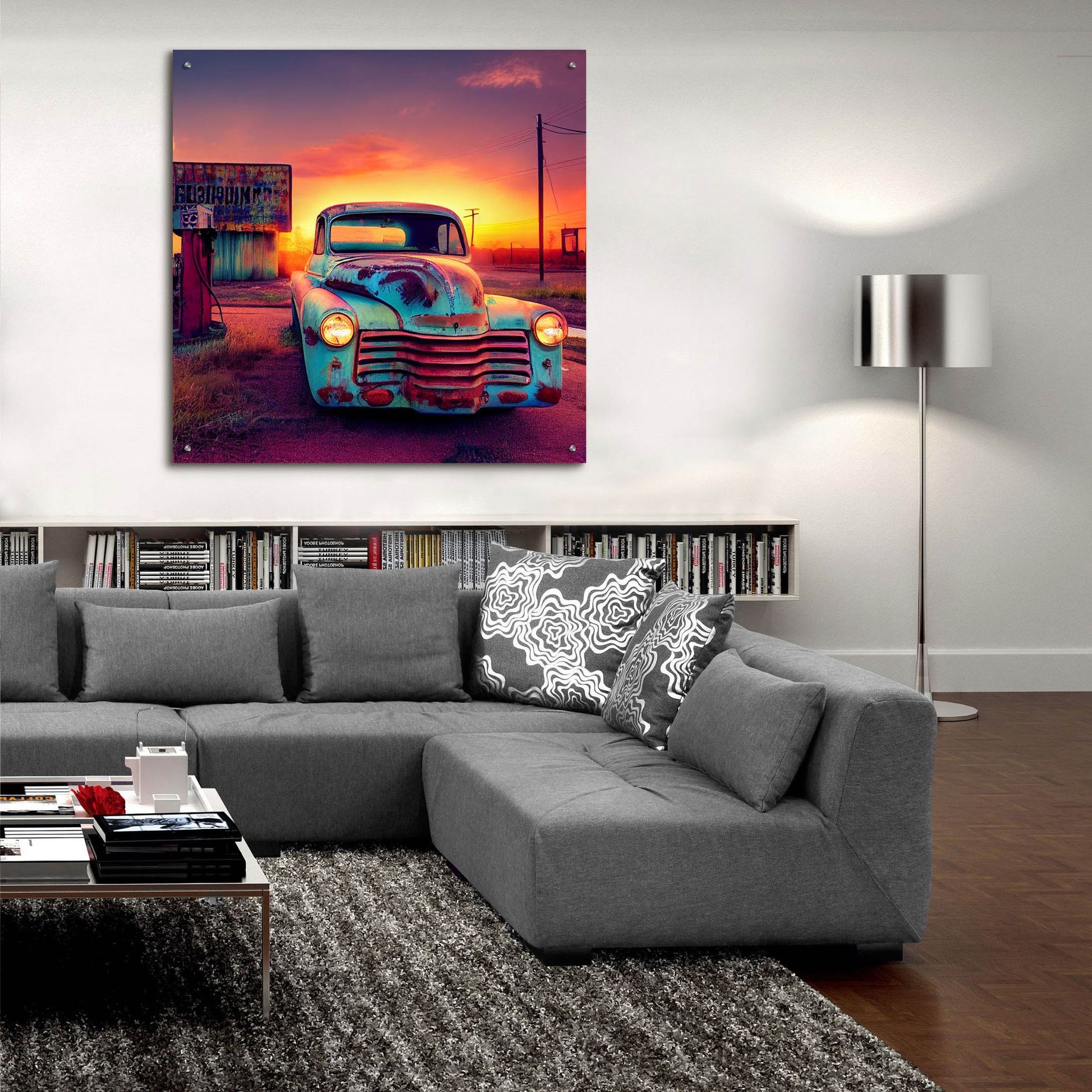 Epic Art 'Route 66 2' by Ray Heere, Acrylic Glass Wall Art,36x36