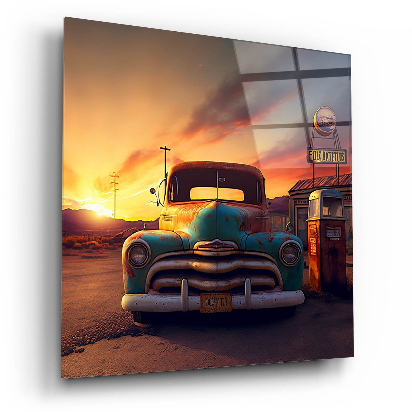 Epic Art 'Route 66 3' by Ray Heere, Acrylic Glass Wall Art,12x12