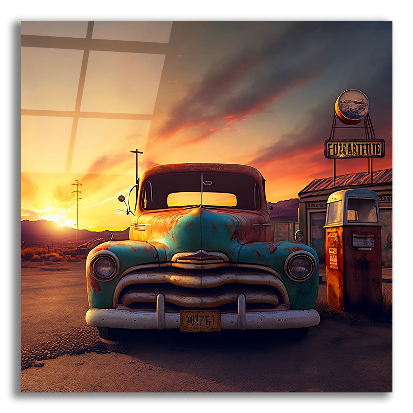 Epic Art 'Route 66 3' by Ray Heere, Acrylic Glass Wall Art,12x12