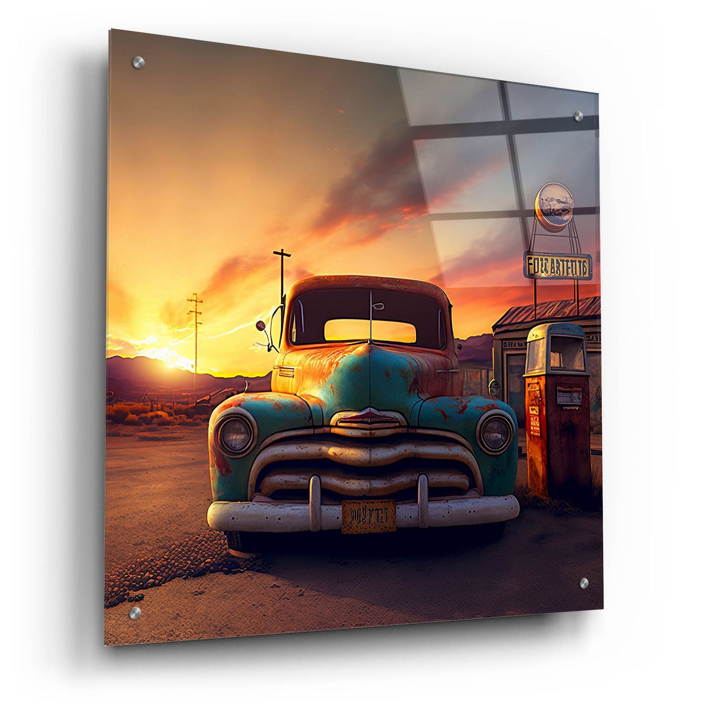 Epic Art 'Route 66 3' by Ray Heere, Acrylic Glass Wall Art,24x24