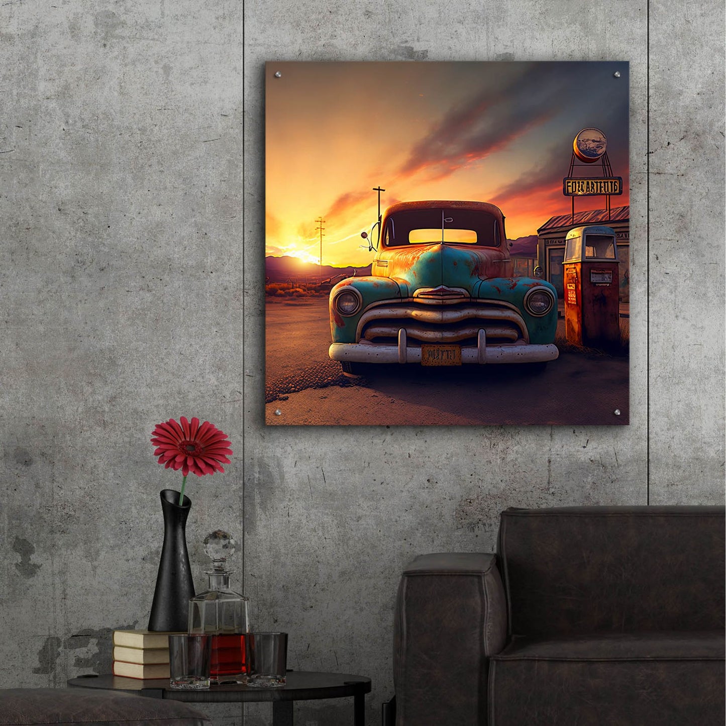 Epic Art 'Route 66 3' by Ray Heere, Acrylic Glass Wall Art,36x36