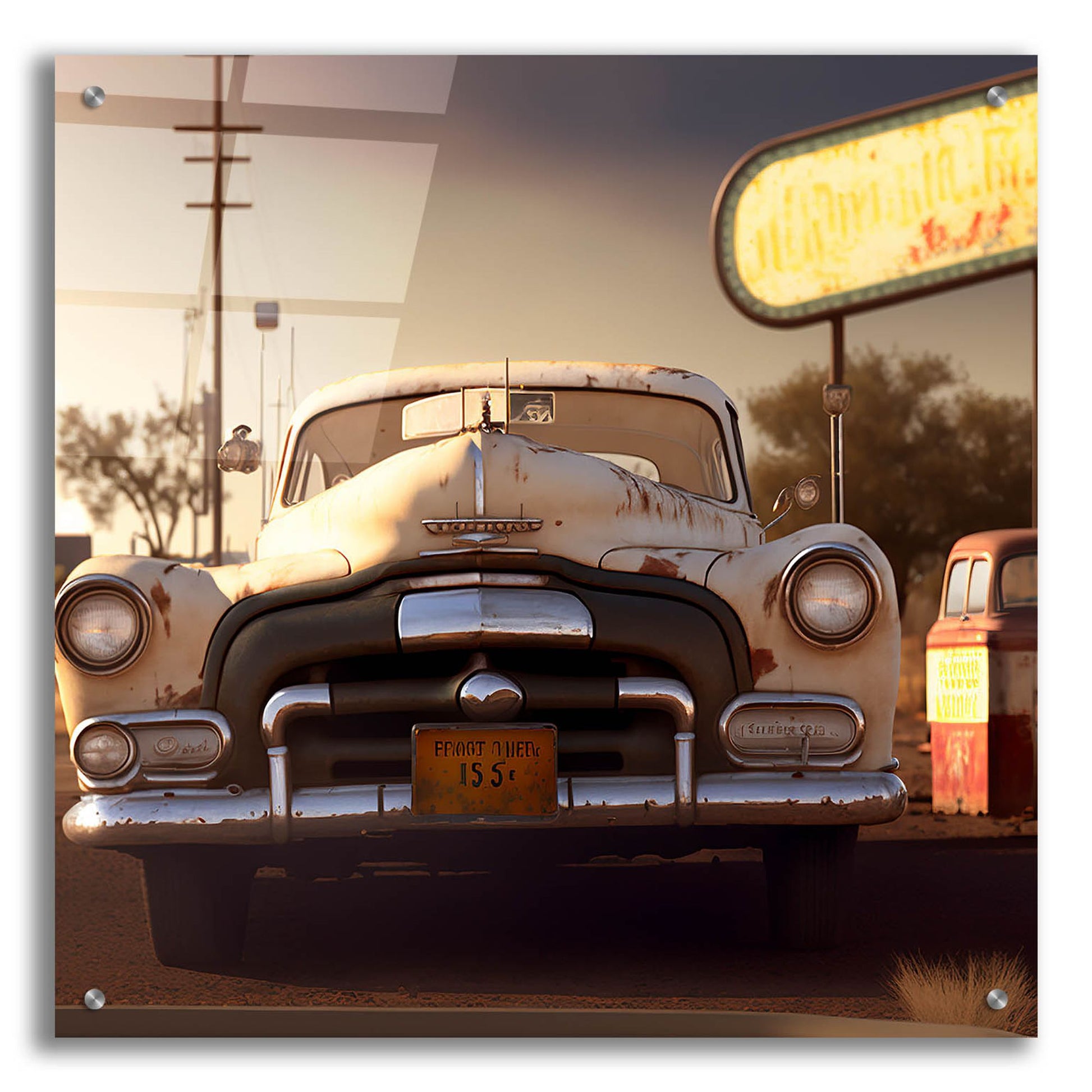 Epic Art 'Route 66 4' by Ray Heere, Acrylic Glass Wall Art,24x24