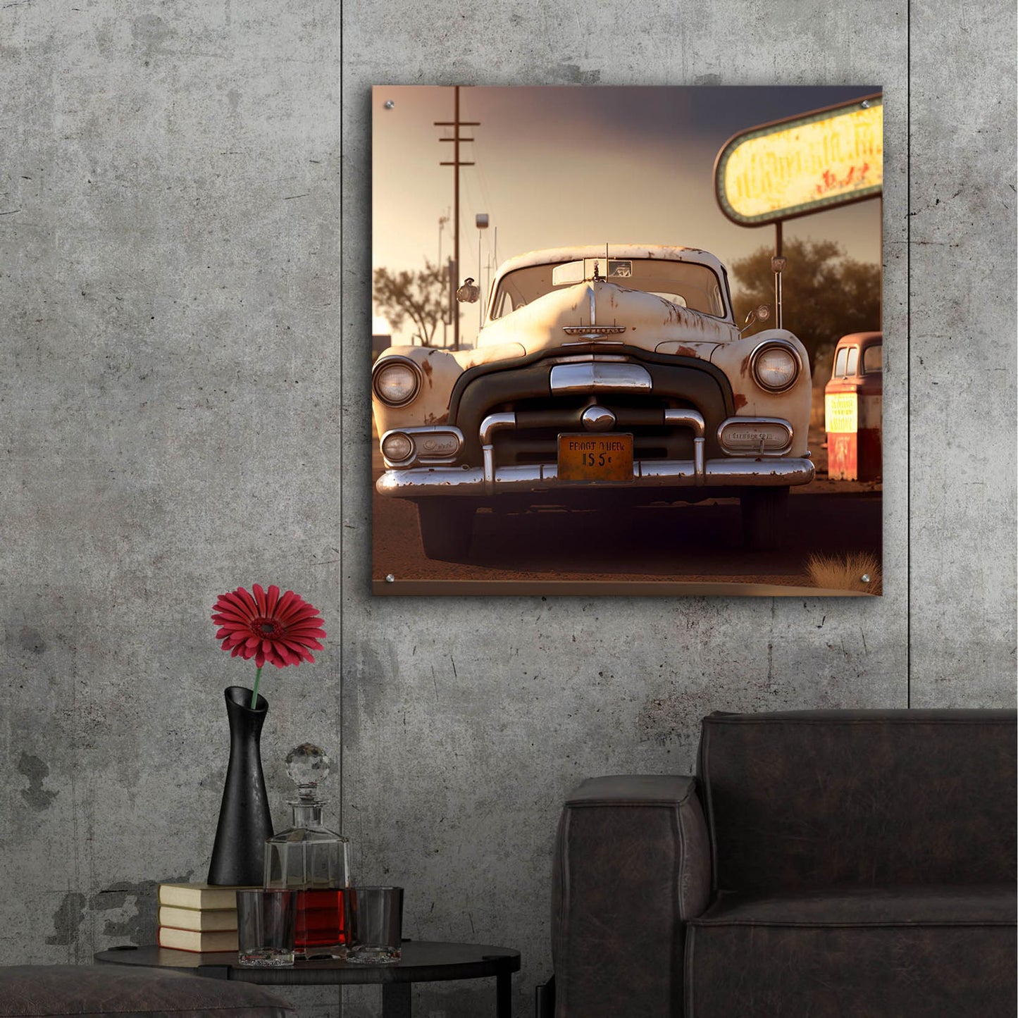 Epic Art 'Route 66 4' by Ray Heere, Acrylic Glass Wall Art,36x36