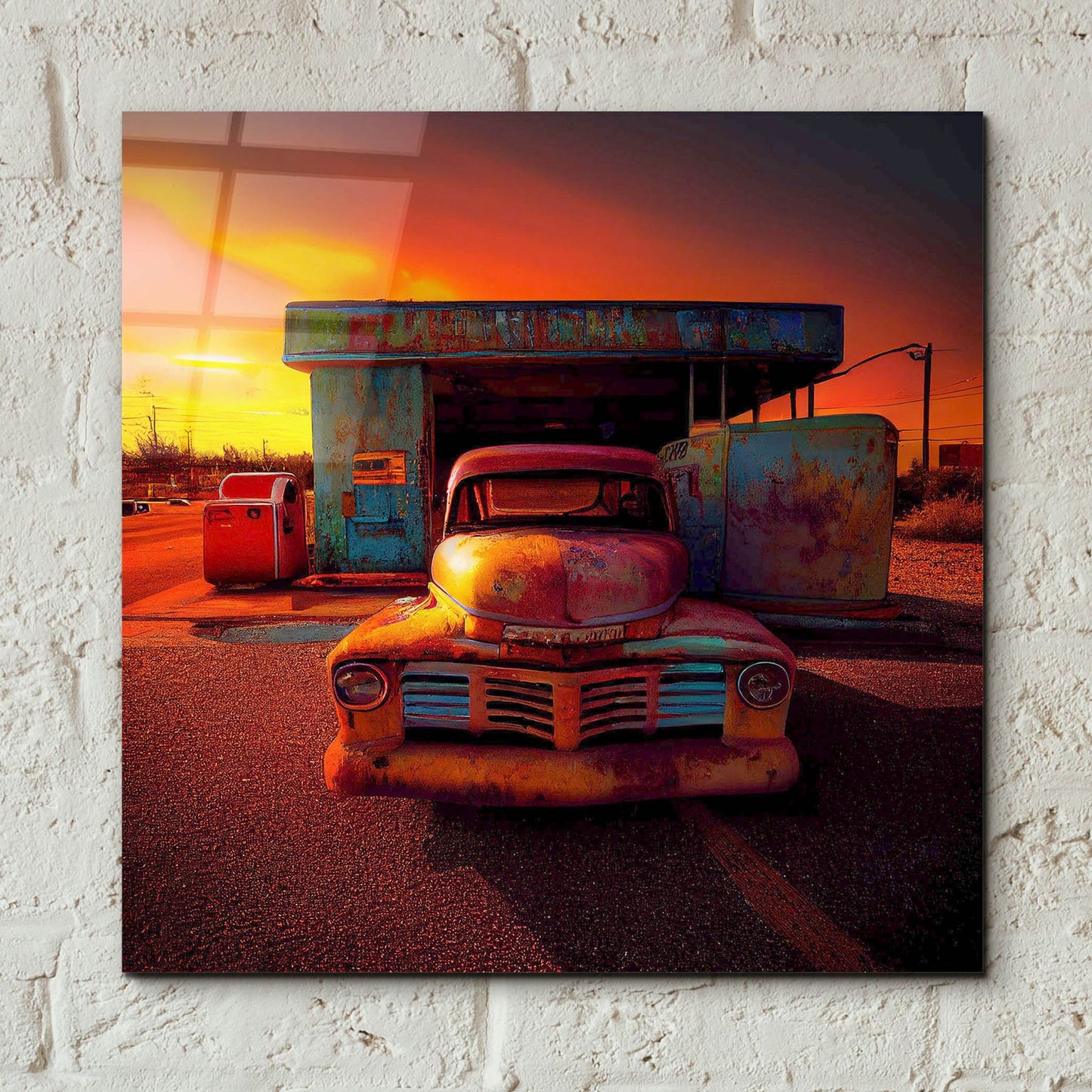 Epic Art 'Route 66 6' by Ray Heere, Acrylic Glass Wall Art,12x12