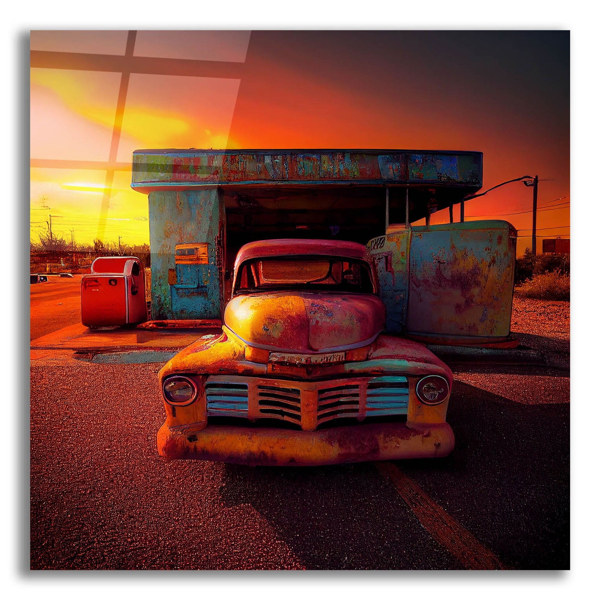 Epic Art 'Route 66 6' by Ray Heere, Acrylic Glass Wall Art,12x12