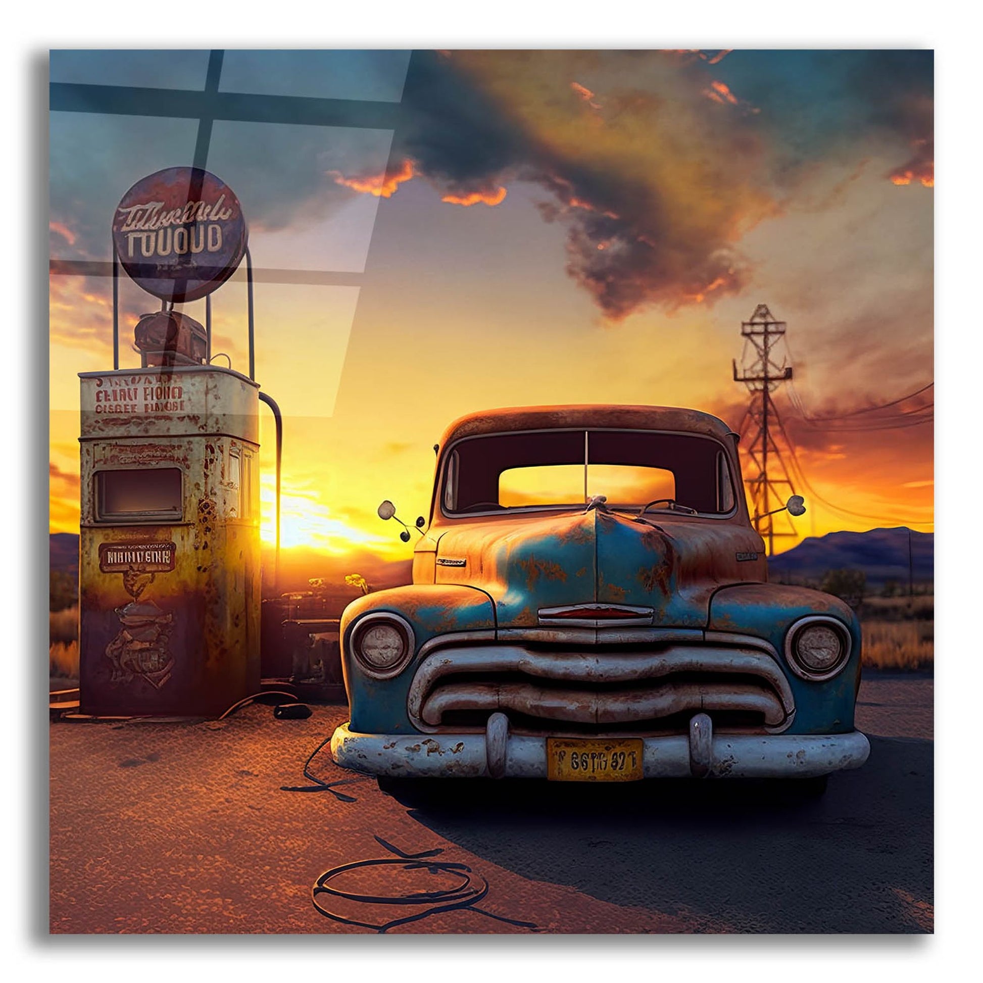 Epic Art 'Route 66 8' by Ray Heere, Acrylic Glass Wall Art,12x12