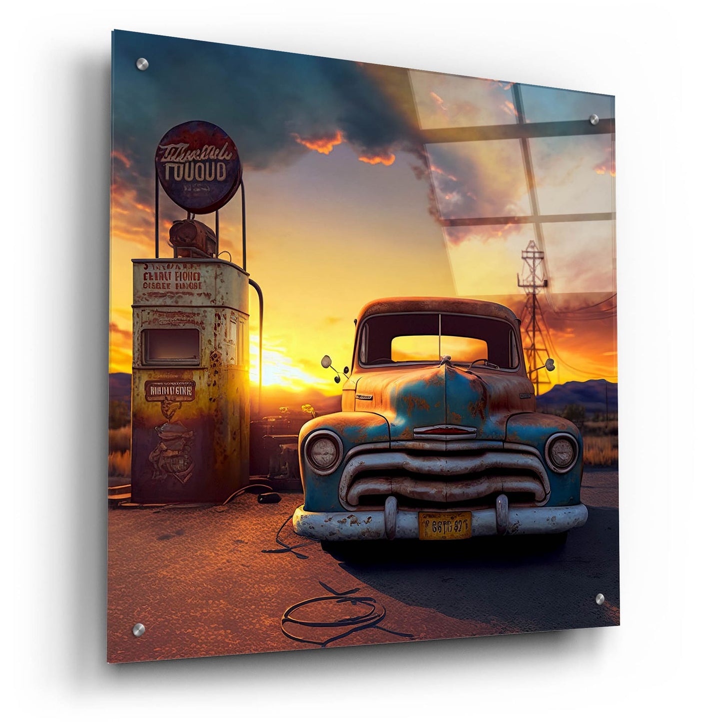 Epic Art 'Route 66 8' by Ray Heere, Acrylic Glass Wall Art,24x24