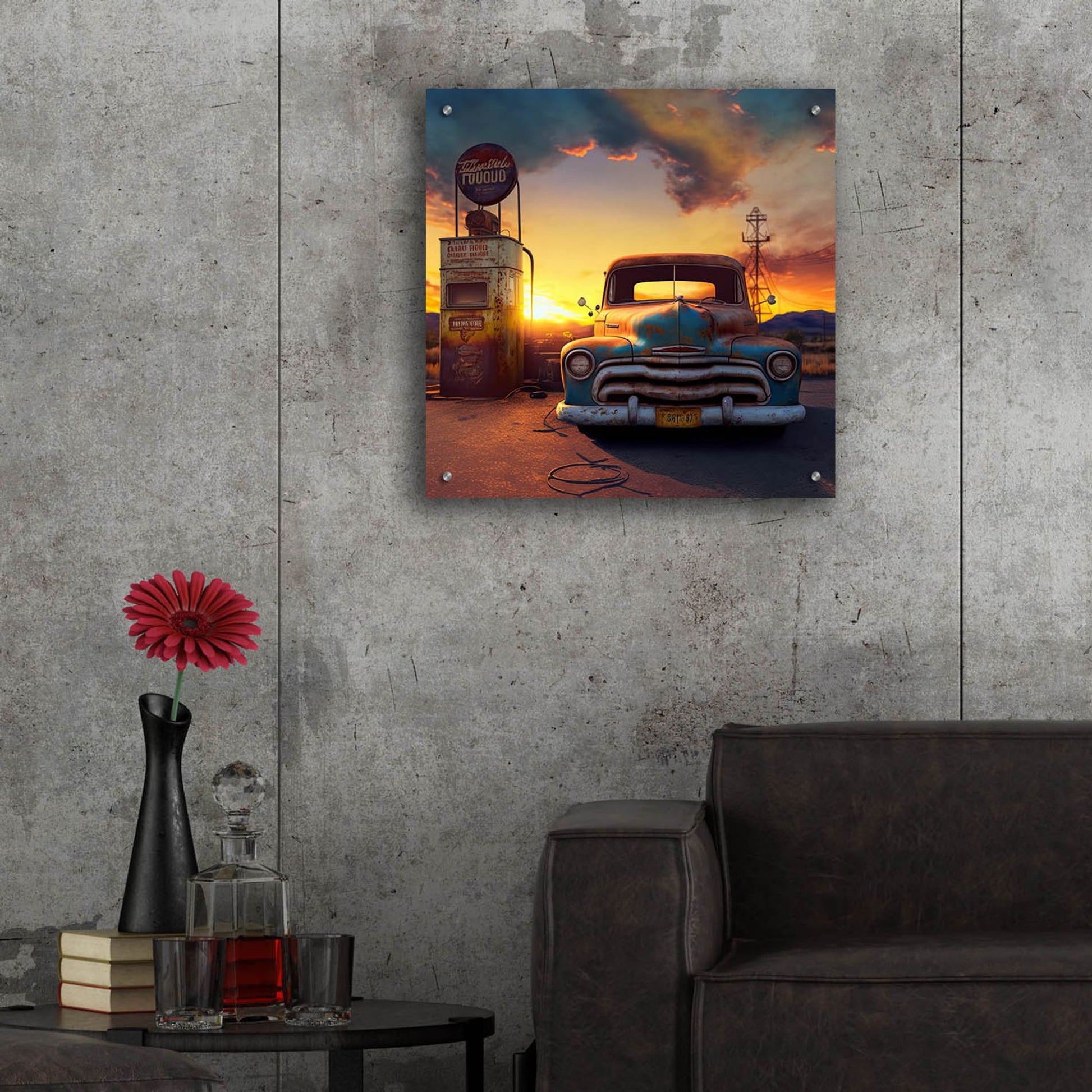 Epic Art 'Route 66 8' by Ray Heere, Acrylic Glass Wall Art,24x24