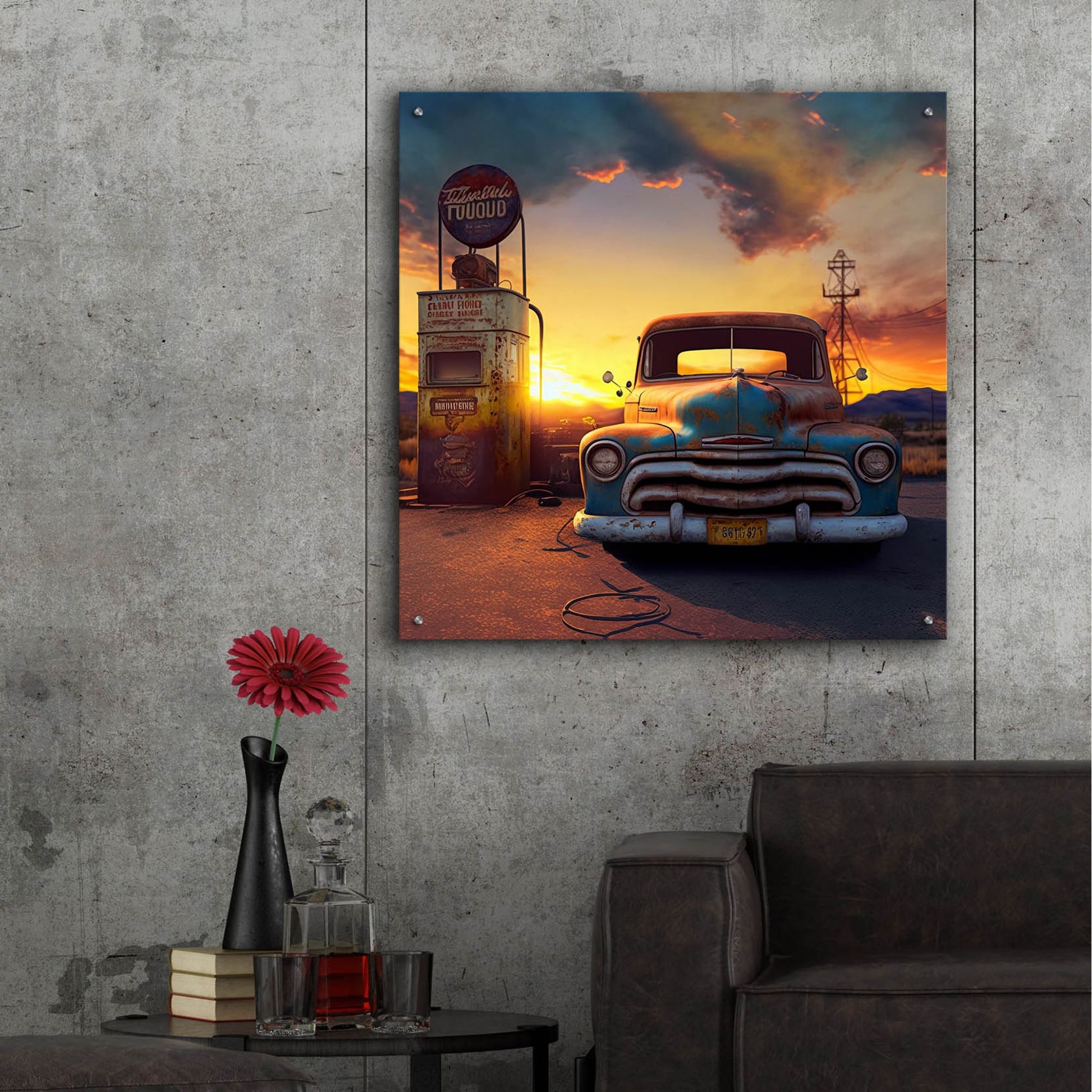 Epic Art 'Route 66 8' by Ray Heere, Acrylic Glass Wall Art,36x36