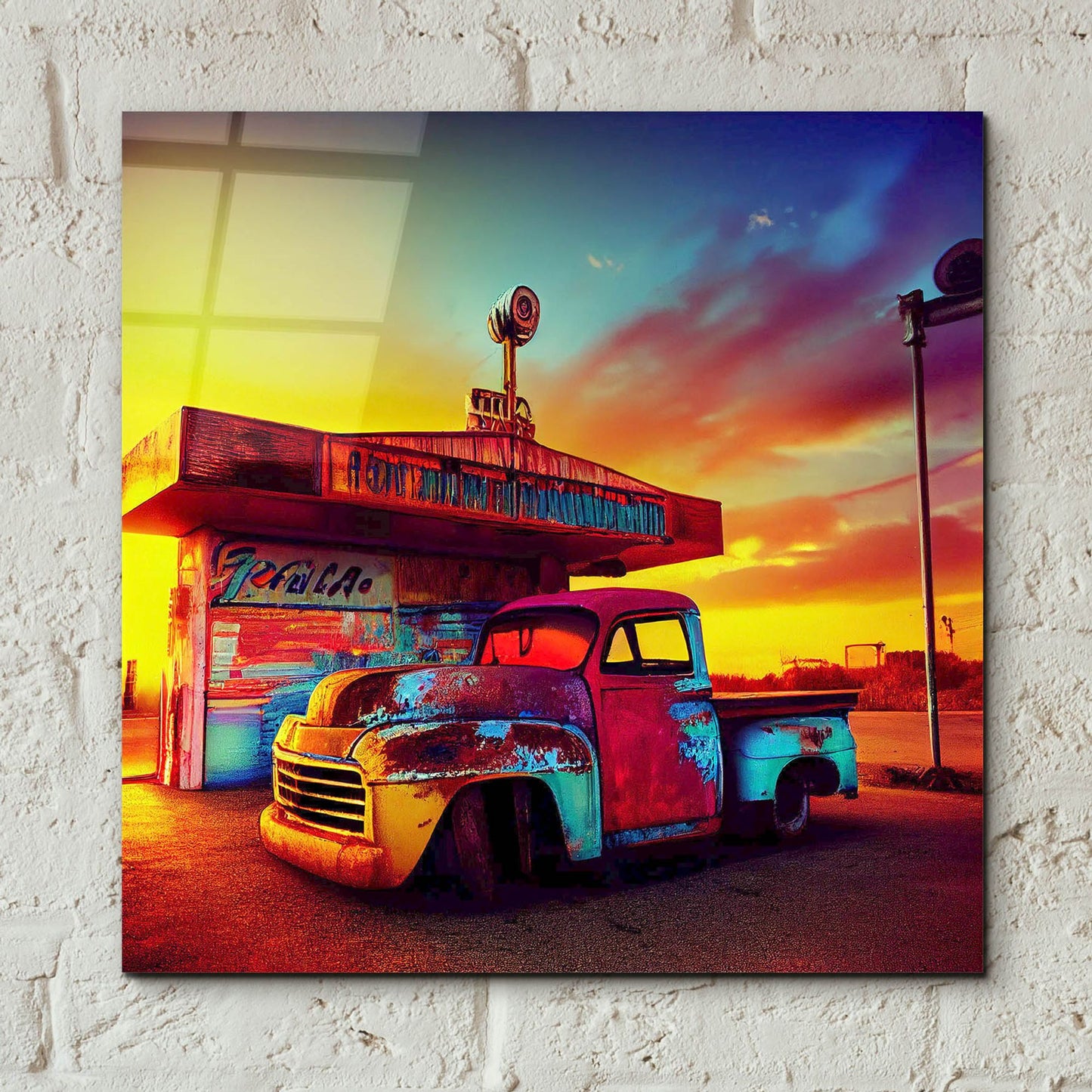 Epic Art 'Route 66 9' by Ray Heere, Acrylic Glass Wall Art,12x12