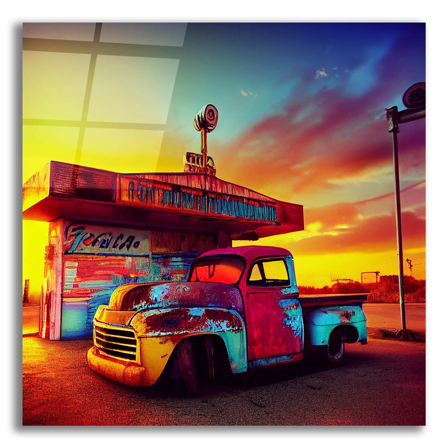 Epic Art 'Route 66 9' by Ray Heere, Acrylic Glass Wall Art,12x12