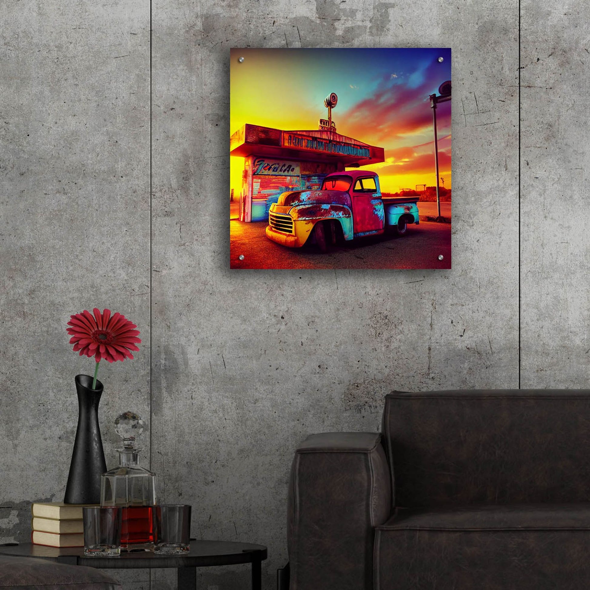 Epic Art 'Route 66 9' by Ray Heere, Acrylic Glass Wall Art,24x24