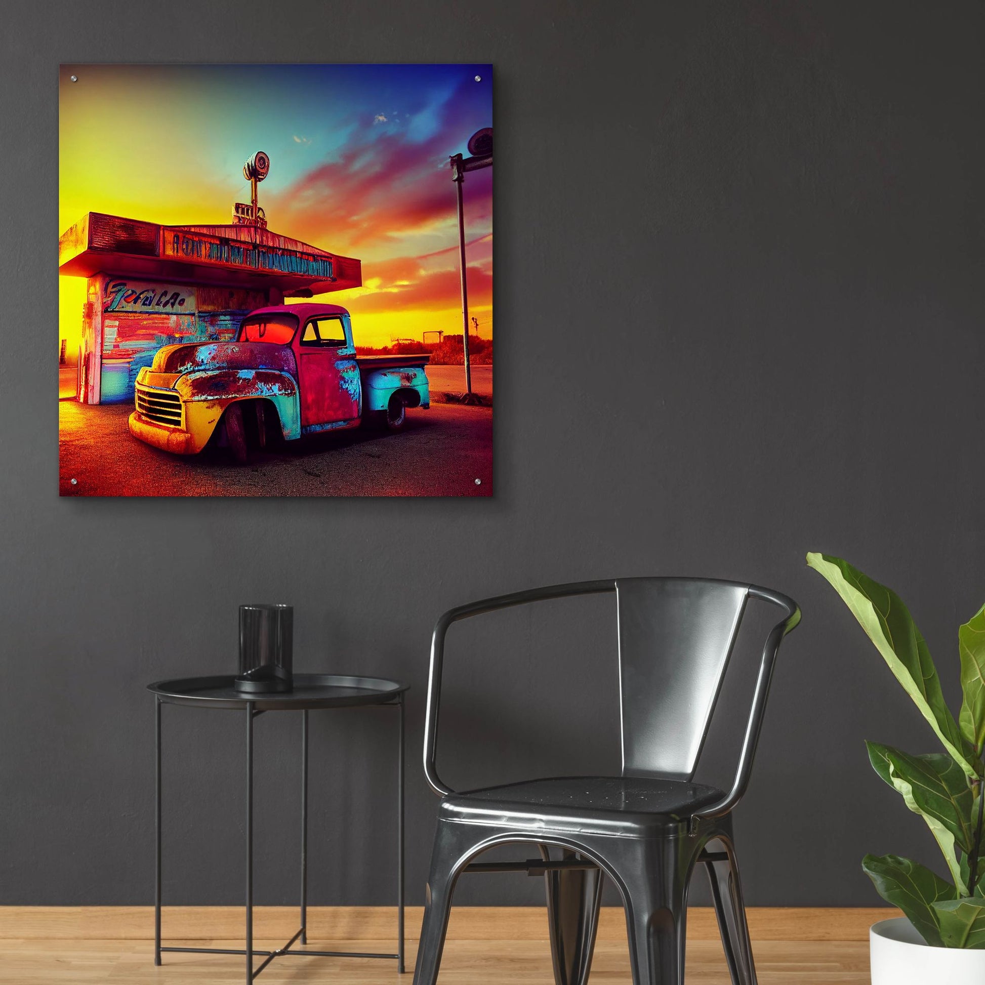 Epic Art 'Route 66 9' by Ray Heere, Acrylic Glass Wall Art,36x36