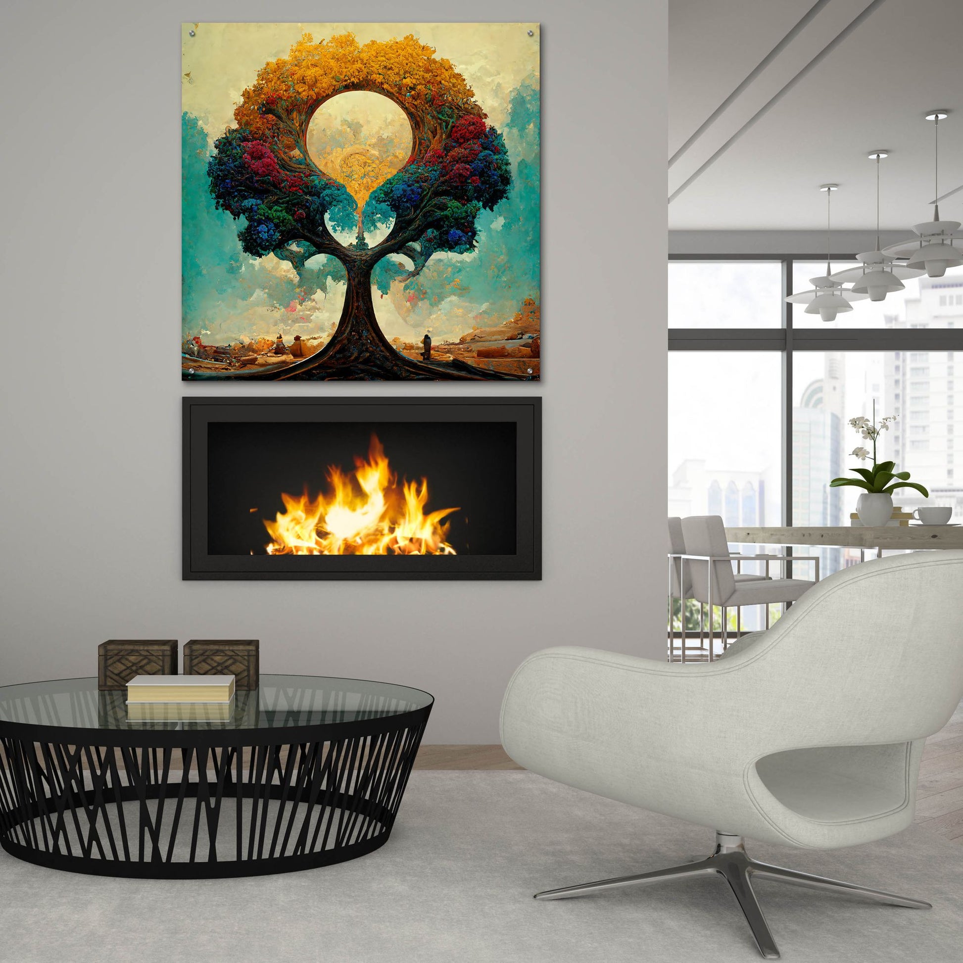 Epic Art 'Tree Of Life 12' by Ray Heere, Acrylic Glass Wall Art,36x36