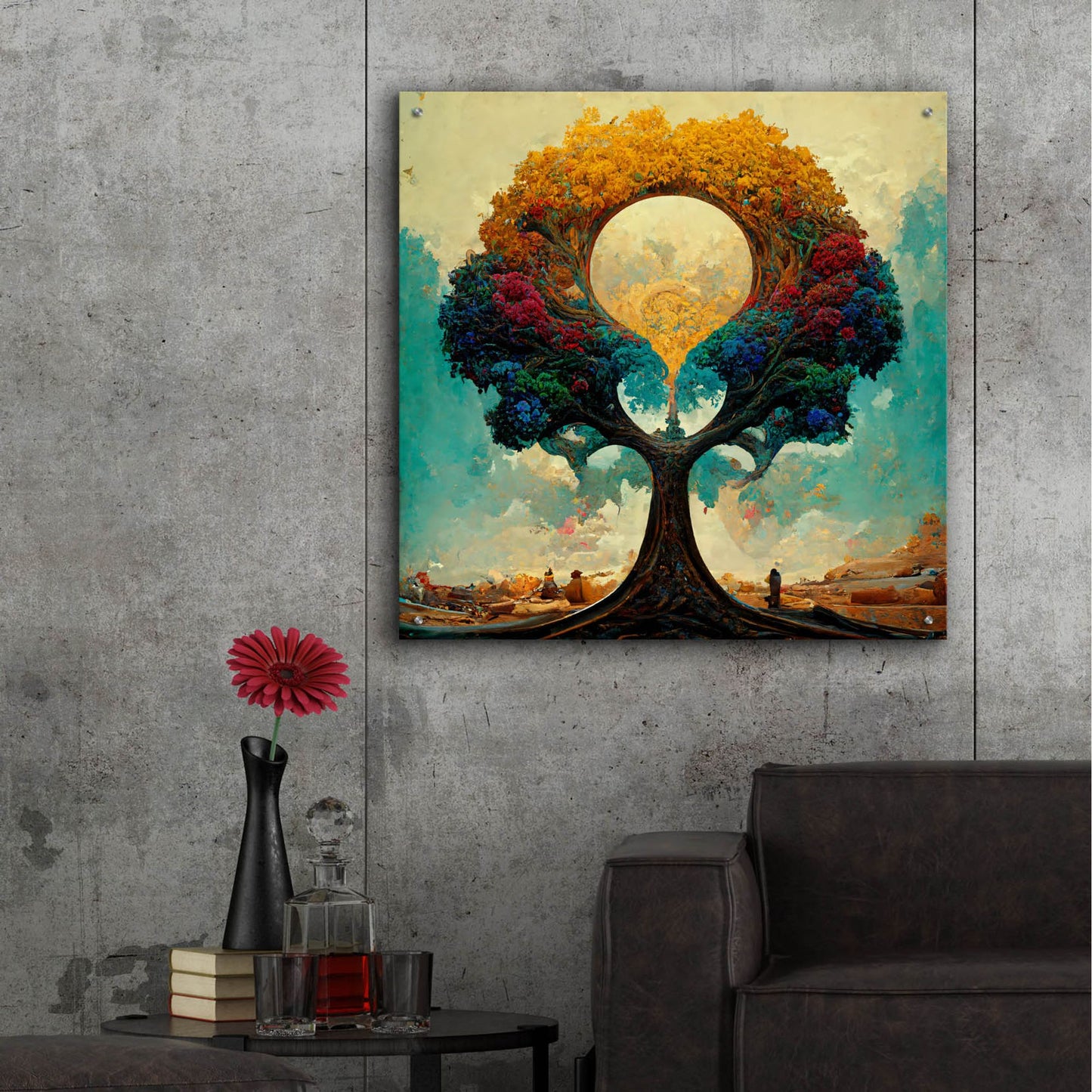 Epic Art 'Tree Of Life 12' by Ray Heere, Acrylic Glass Wall Art,36x36