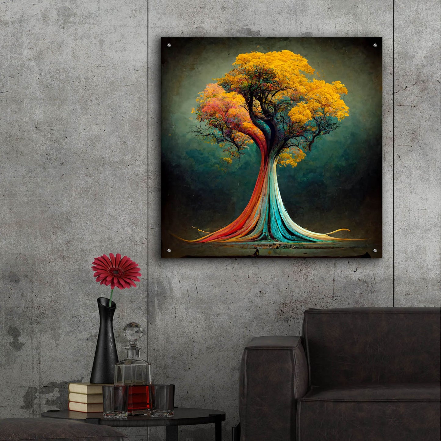 Epic Art 'Tree Of Life 13' by Ray Heere, Acrylic Glass Wall Art,36x36