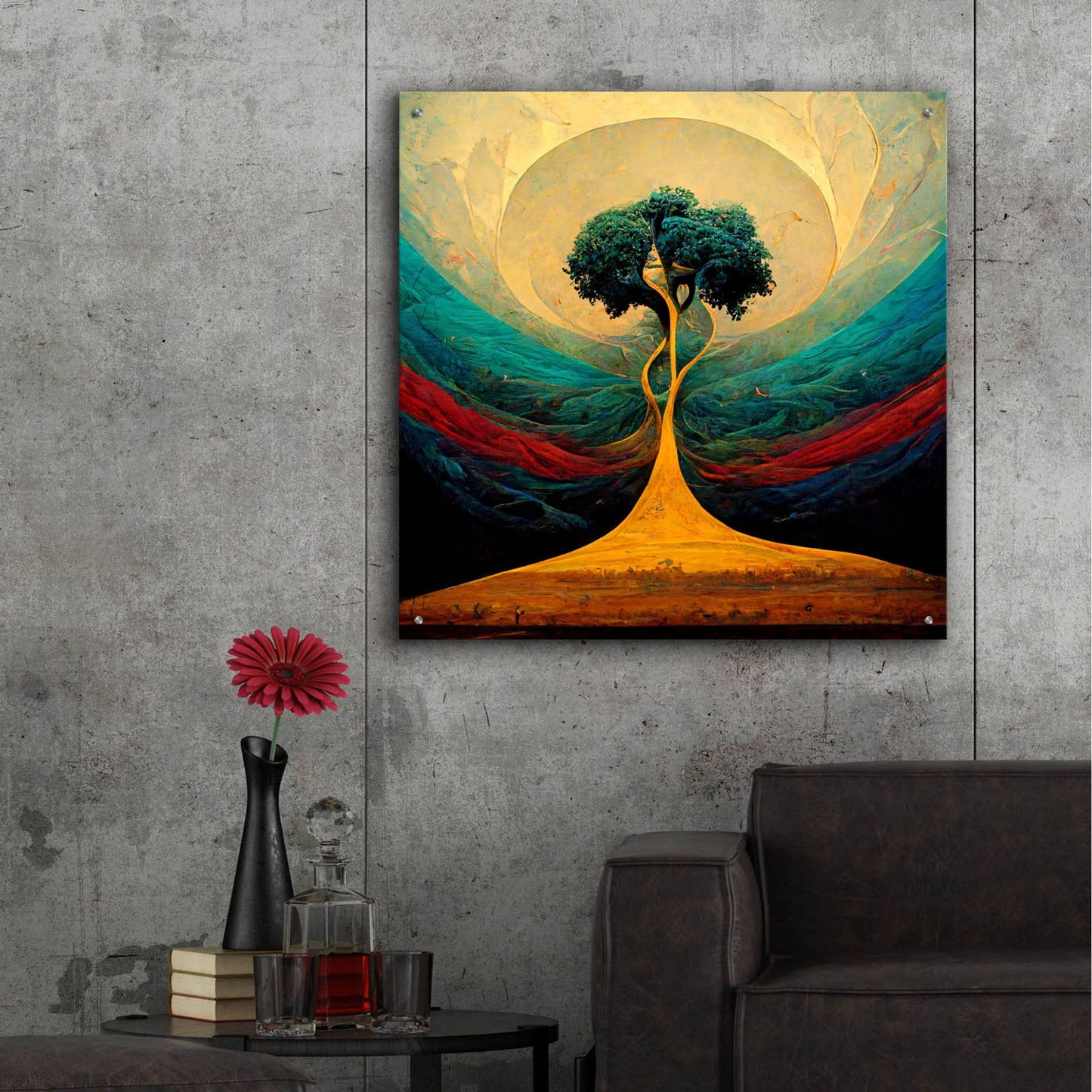 Epic Art 'Tree Of Life 14' by Ray Heere, Acrylic Glass Wall Art,36x36