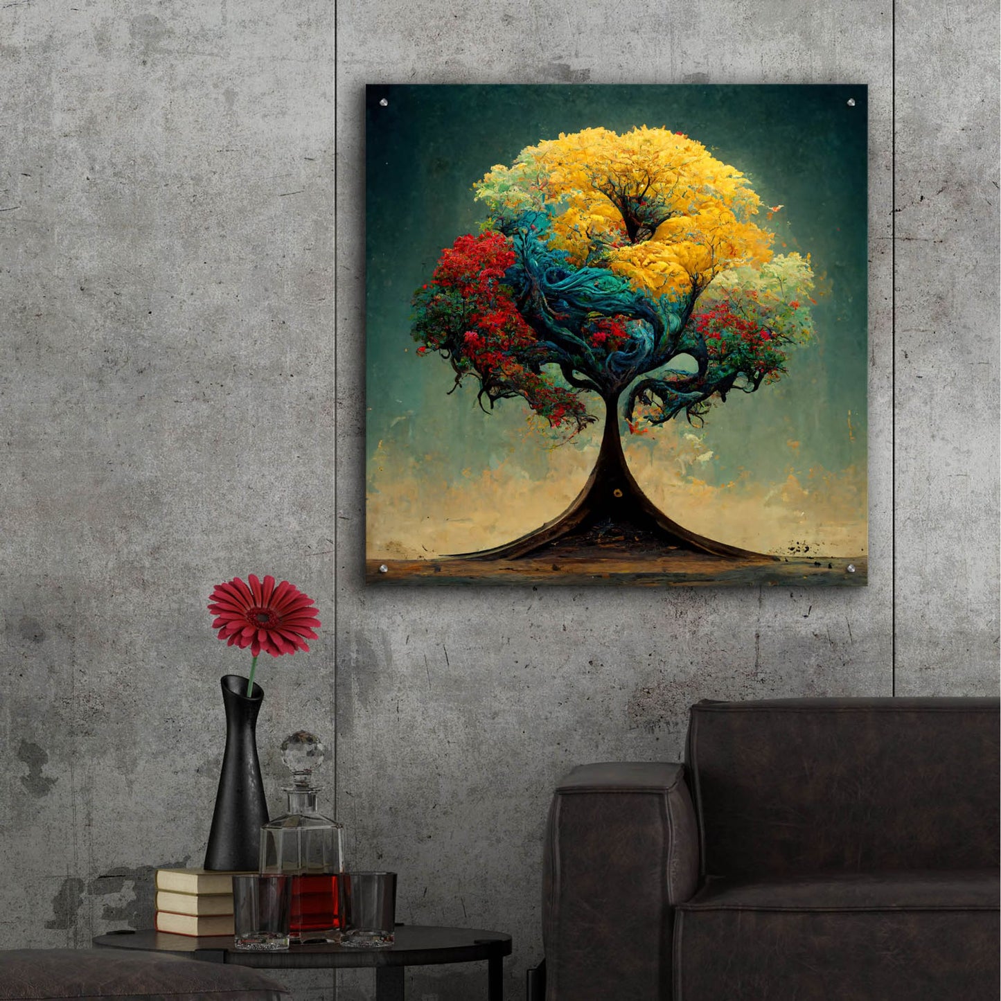 Epic Art 'Tree Of Life 16' by Ray Heere, Acrylic Glass Wall Art,36x36