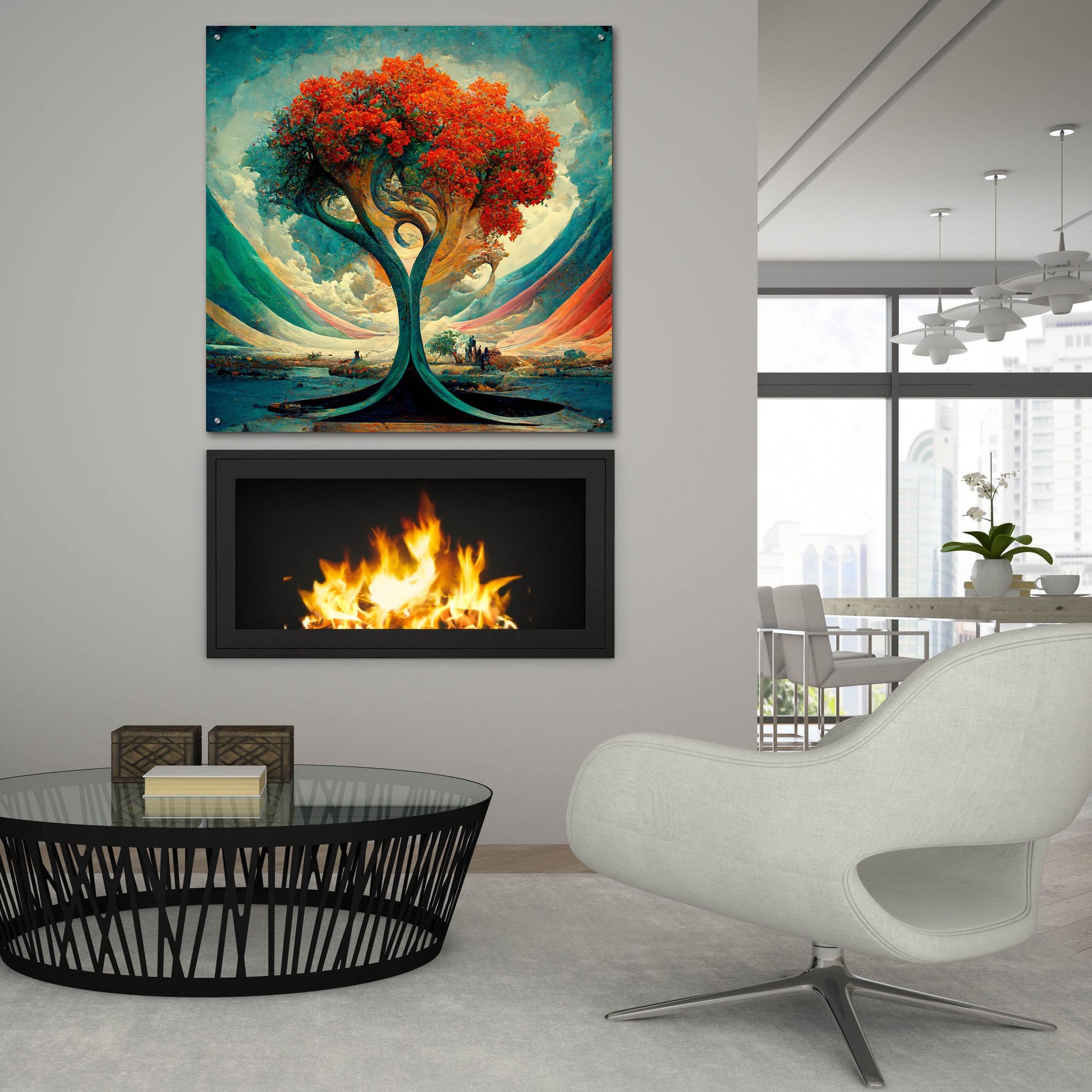 Epic Art 'Tree Of Life 18' by Ray Heere, Acrylic Glass Wall Art,36x36