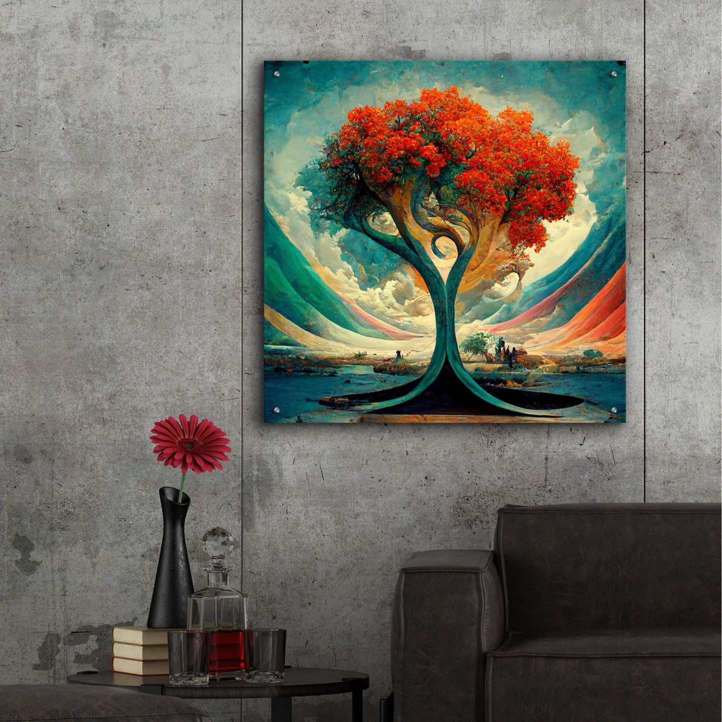 Epic Art 'Tree Of Life 18' by Ray Heere, Acrylic Glass Wall Art,36x36