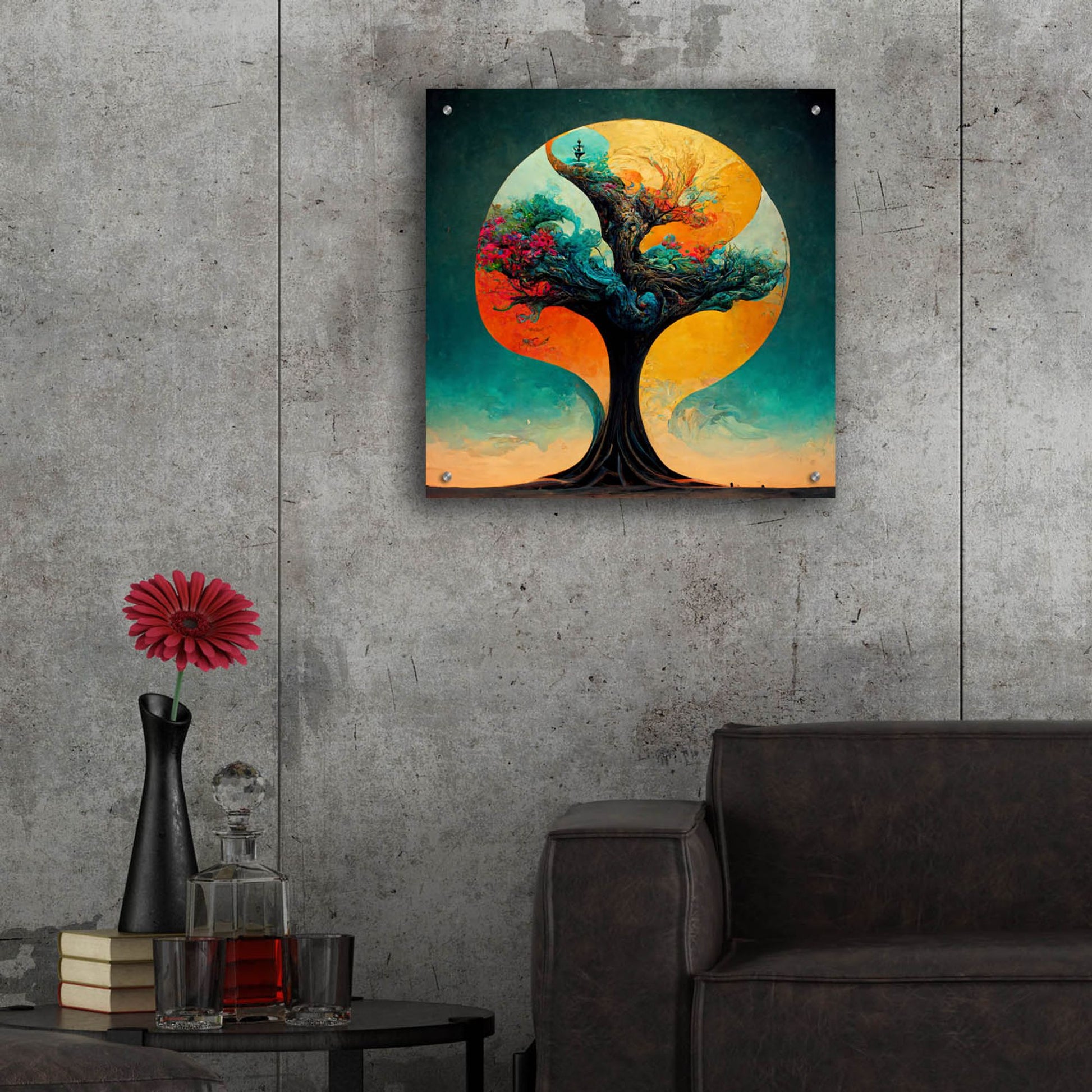 Epic Art 'Tree Of Life 19' by Ray Heere, Acrylic Glass Wall Art,24x24