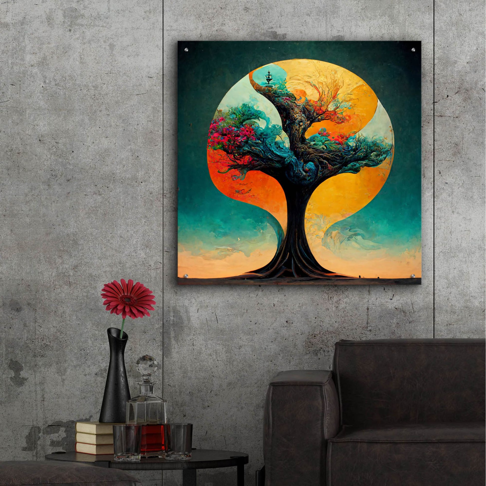 Epic Art 'Tree Of Life 19' by Ray Heere, Acrylic Glass Wall Art,36x36