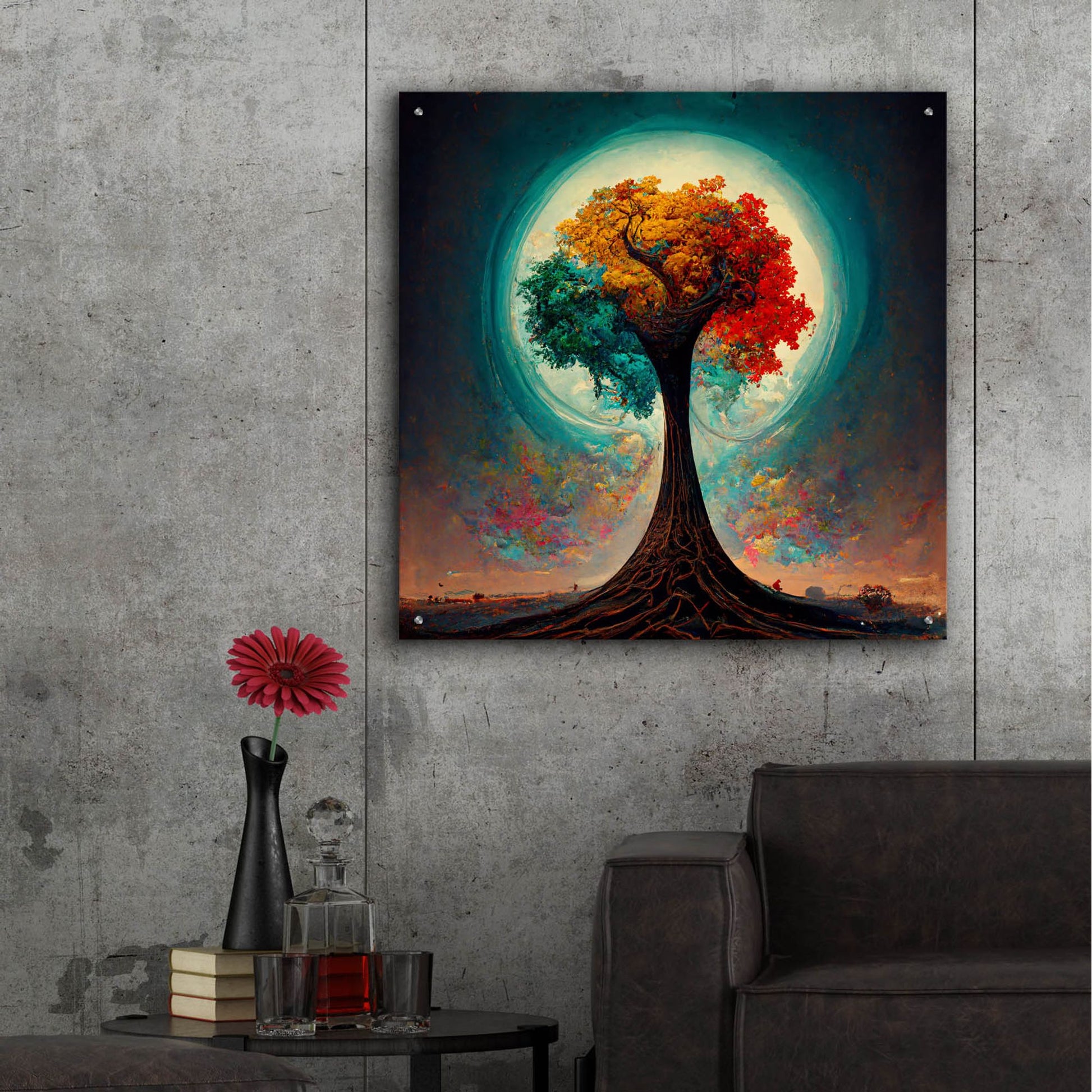 Epic Art 'Tree Of Life 20' by Ray Heere, Acrylic Glass Wall Art,36x36