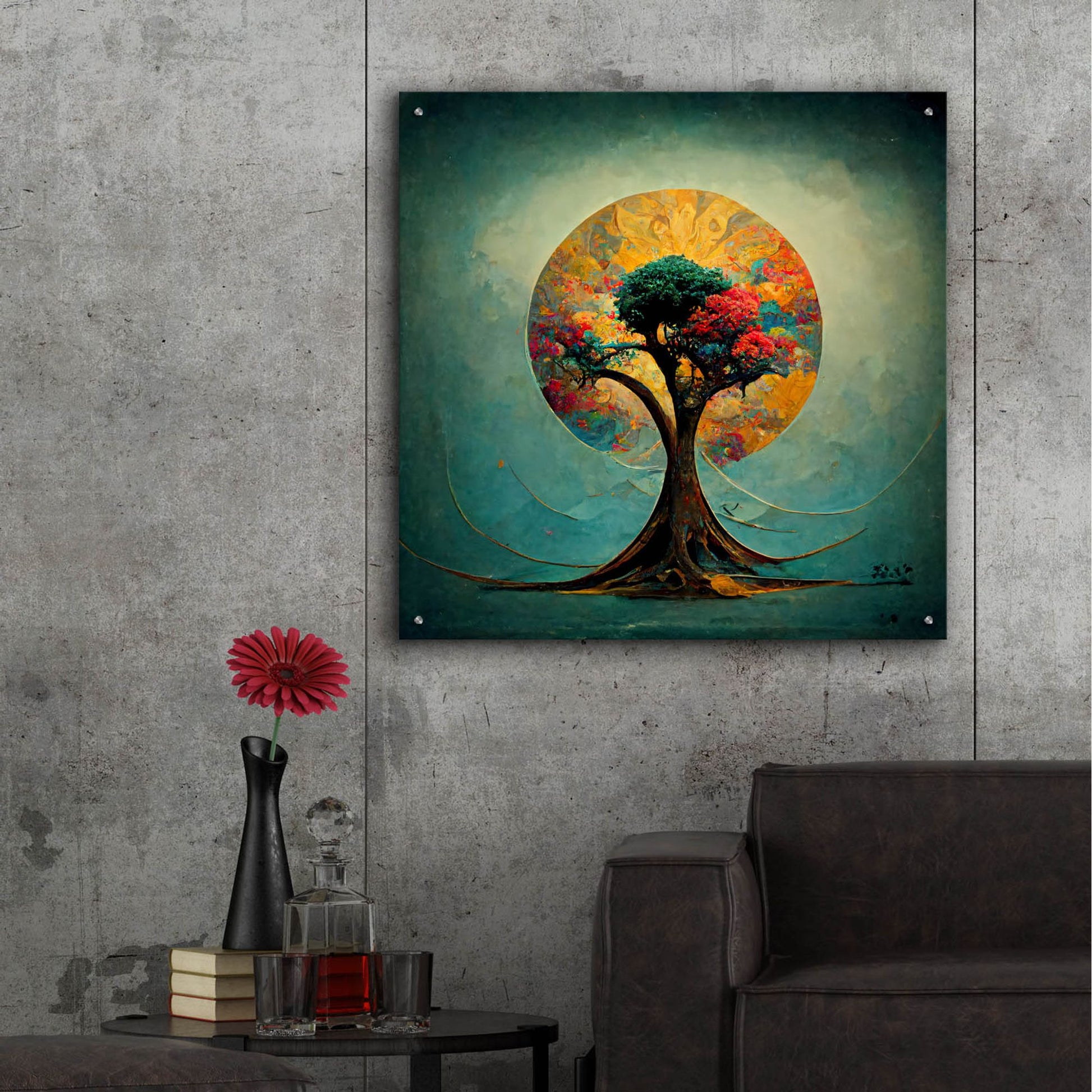 Epic Art 'Tree Of Life 21' by Ray Heere, Acrylic Glass Wall Art,36x36