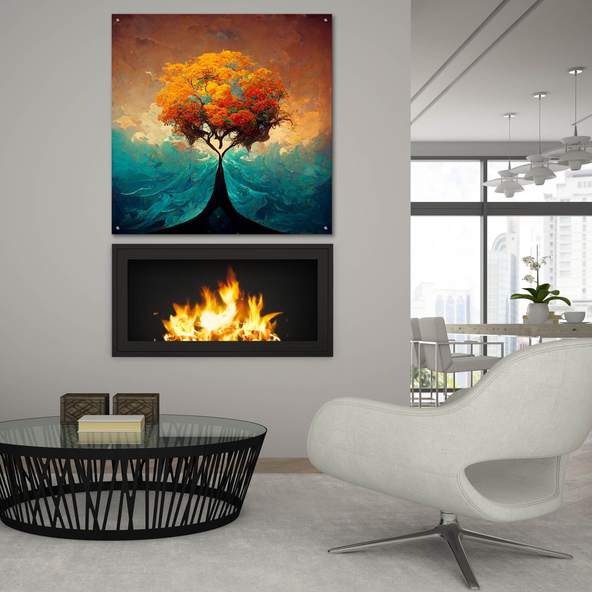 Epic Art 'Tree Of Life 25' by Ray Heere, Acrylic Glass Wall Art,36x36