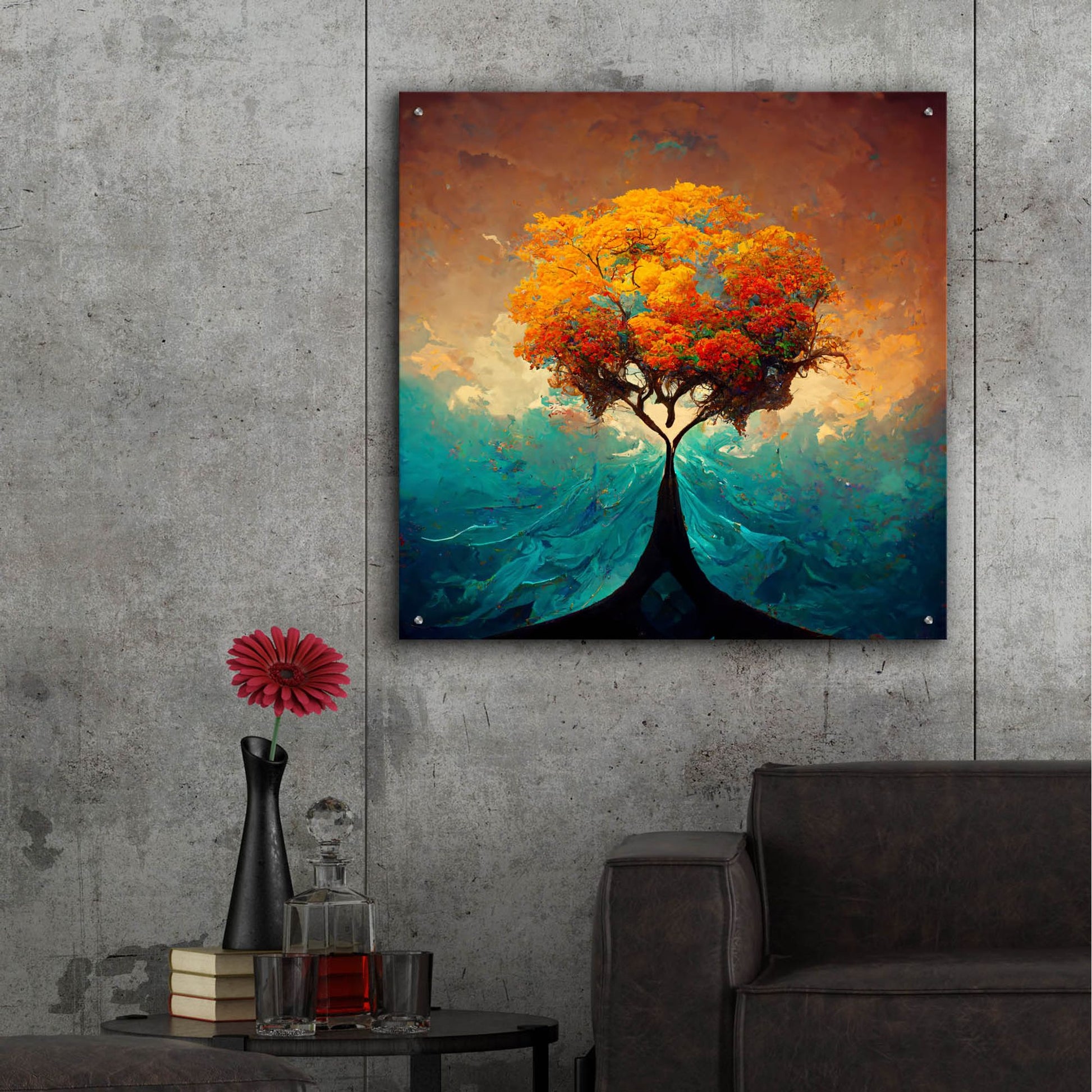 Epic Art 'Tree Of Life 25' by Ray Heere, Acrylic Glass Wall Art,36x36