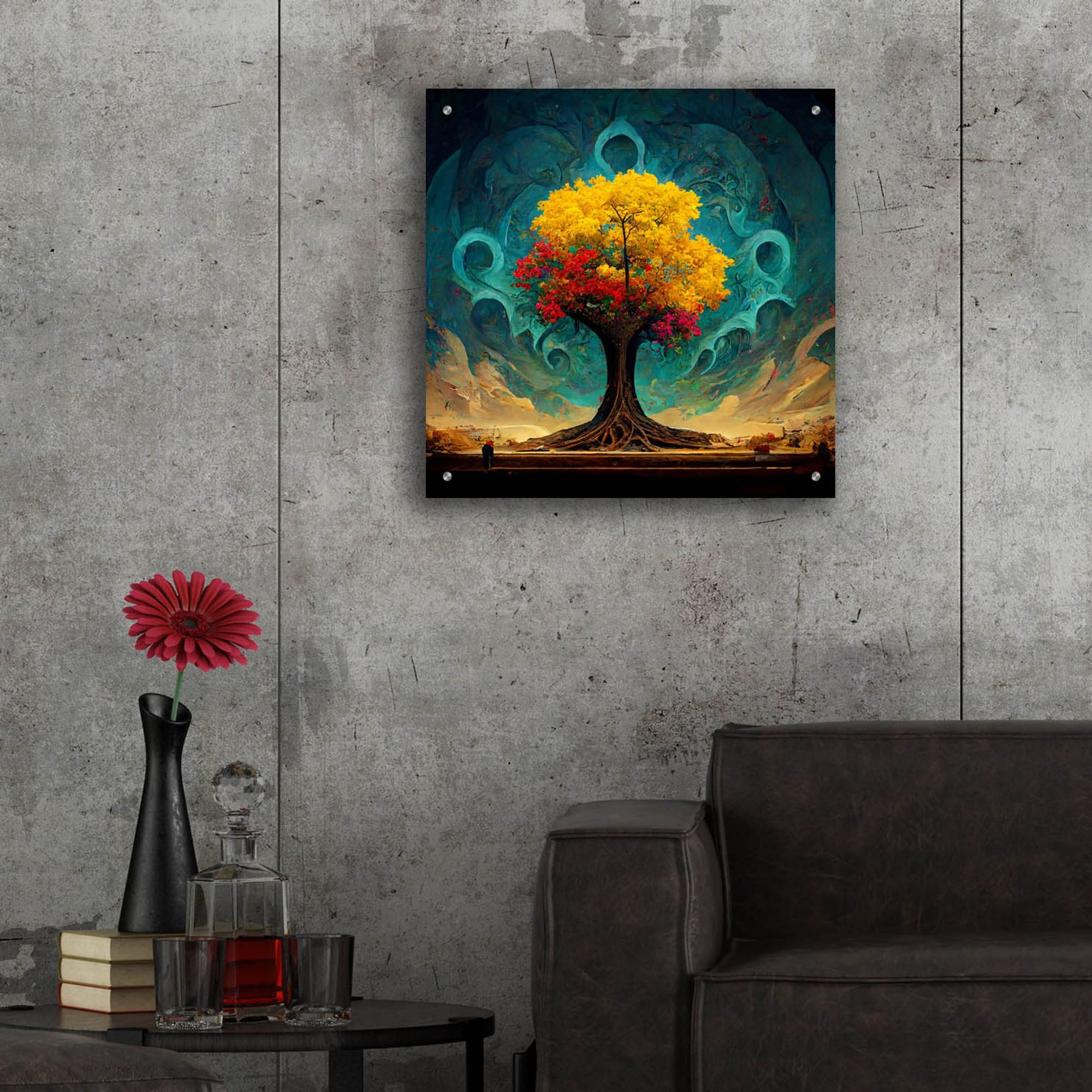 Epic Art 'Tree Of Life 26' by Ray Heere, Acrylic Glass Wall Art,24x24