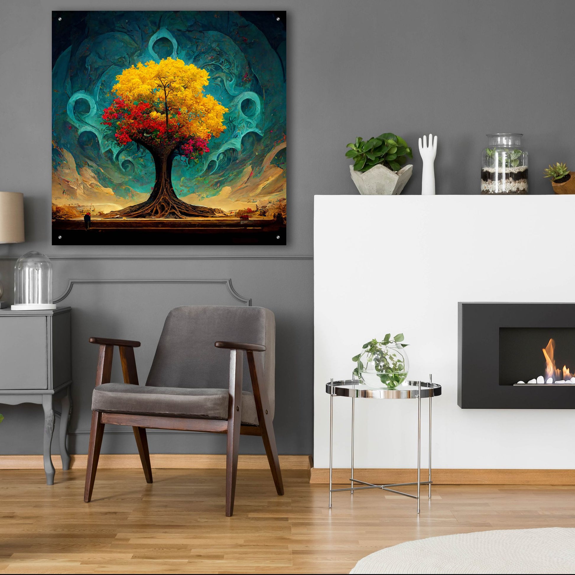 Epic Art 'Tree Of Life 26' by Ray Heere, Acrylic Glass Wall Art,36x36