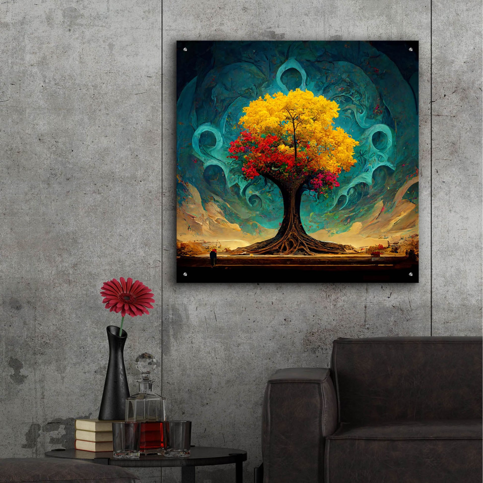 Epic Art 'Tree Of Life 26' by Ray Heere, Acrylic Glass Wall Art,36x36