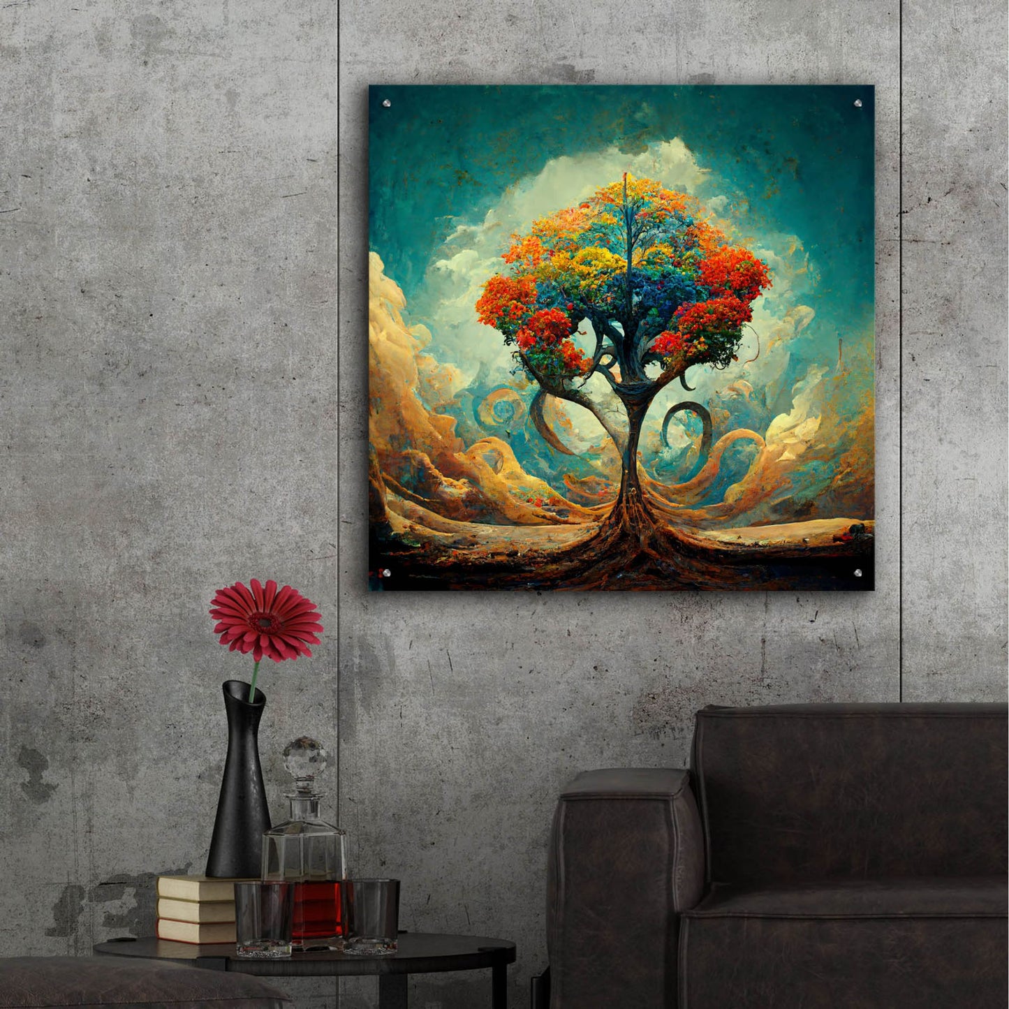 Epic Art 'Tree Of Life 30' by Ray Heere, Acrylic Glass Wall Art,36x36