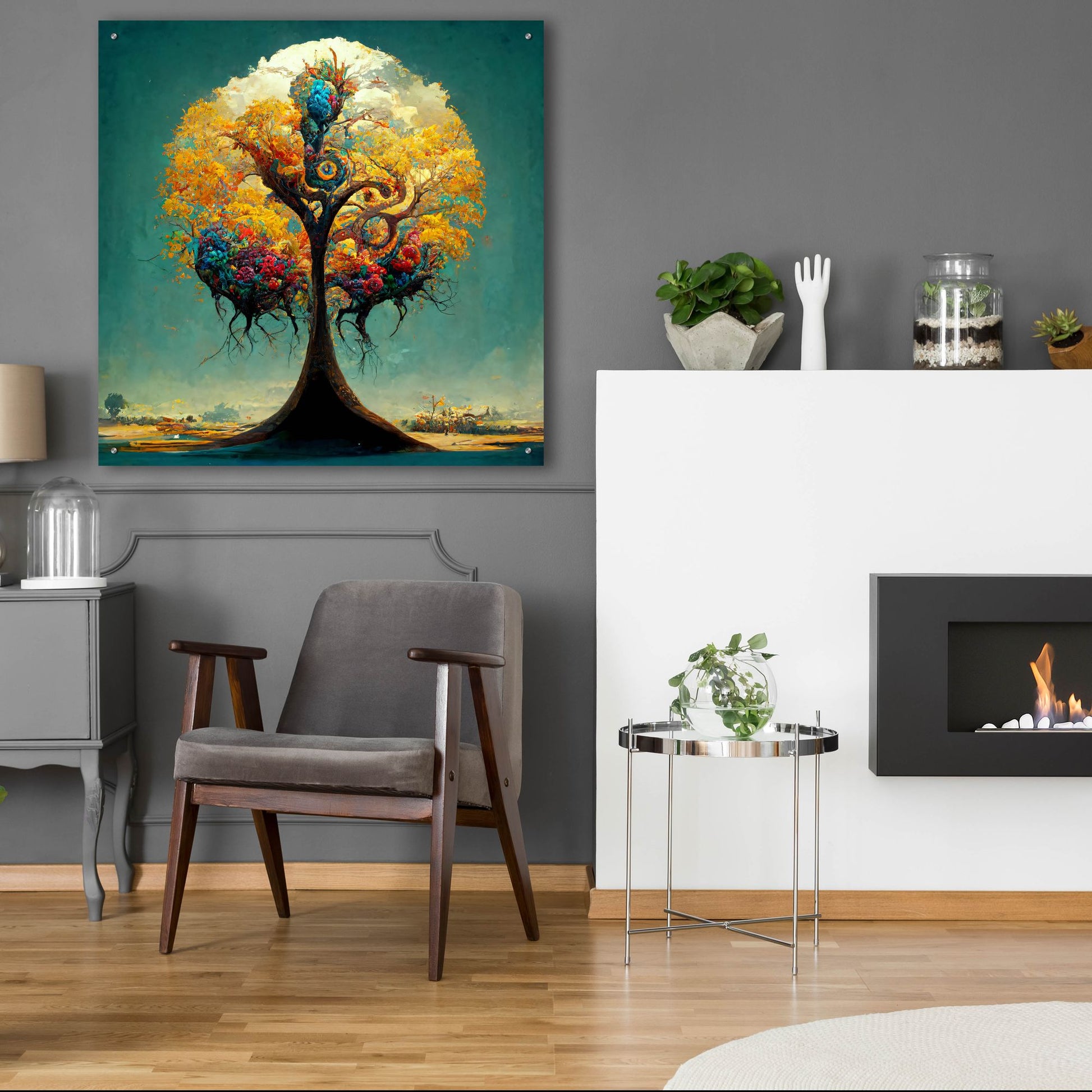 Epic Art 'Tree Of Life 32' by Ray Heere, Acrylic Glass Wall Art,36x36