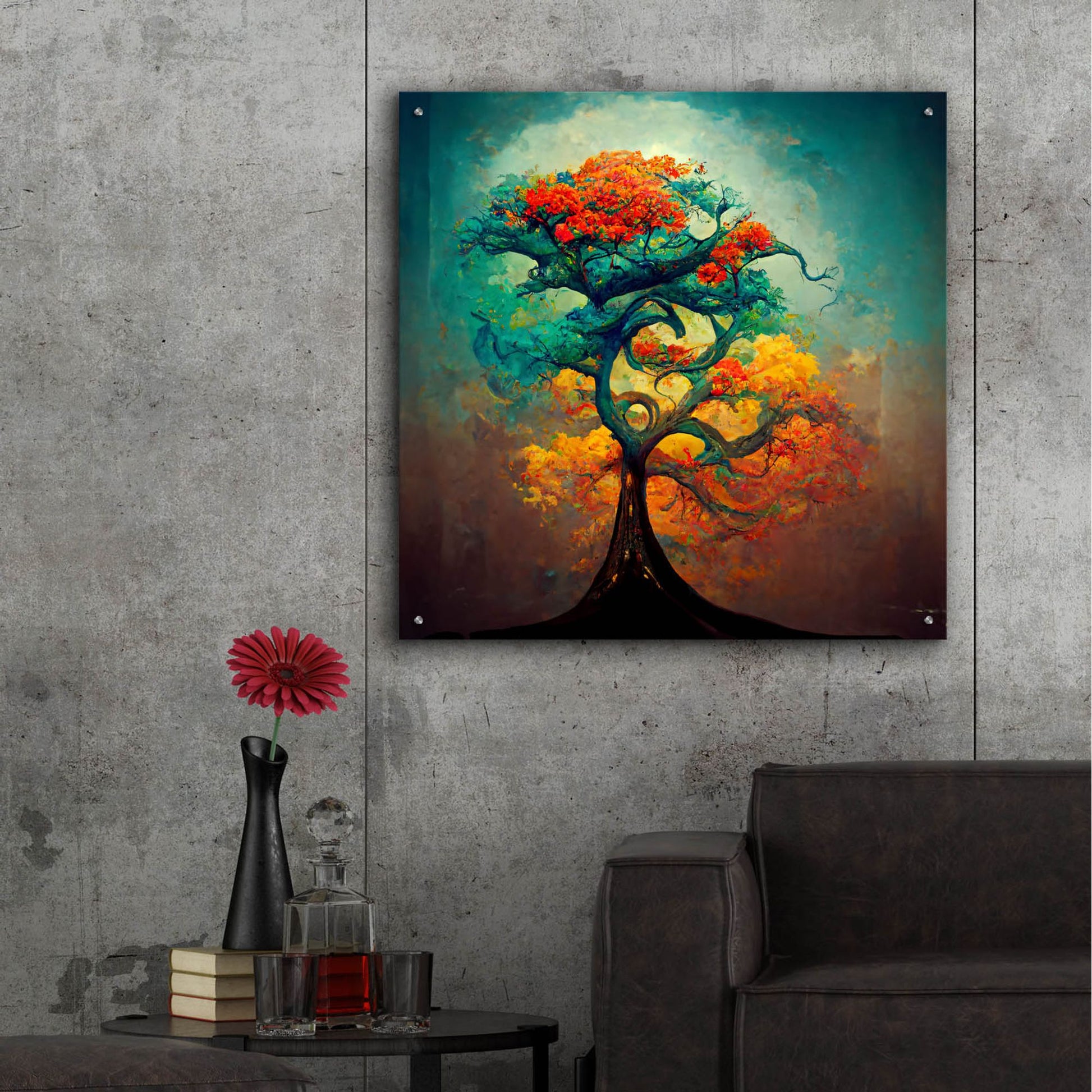 Epic Art 'Tree Of Life 33' by Ray Heere, Acrylic Glass Wall Art,36x36