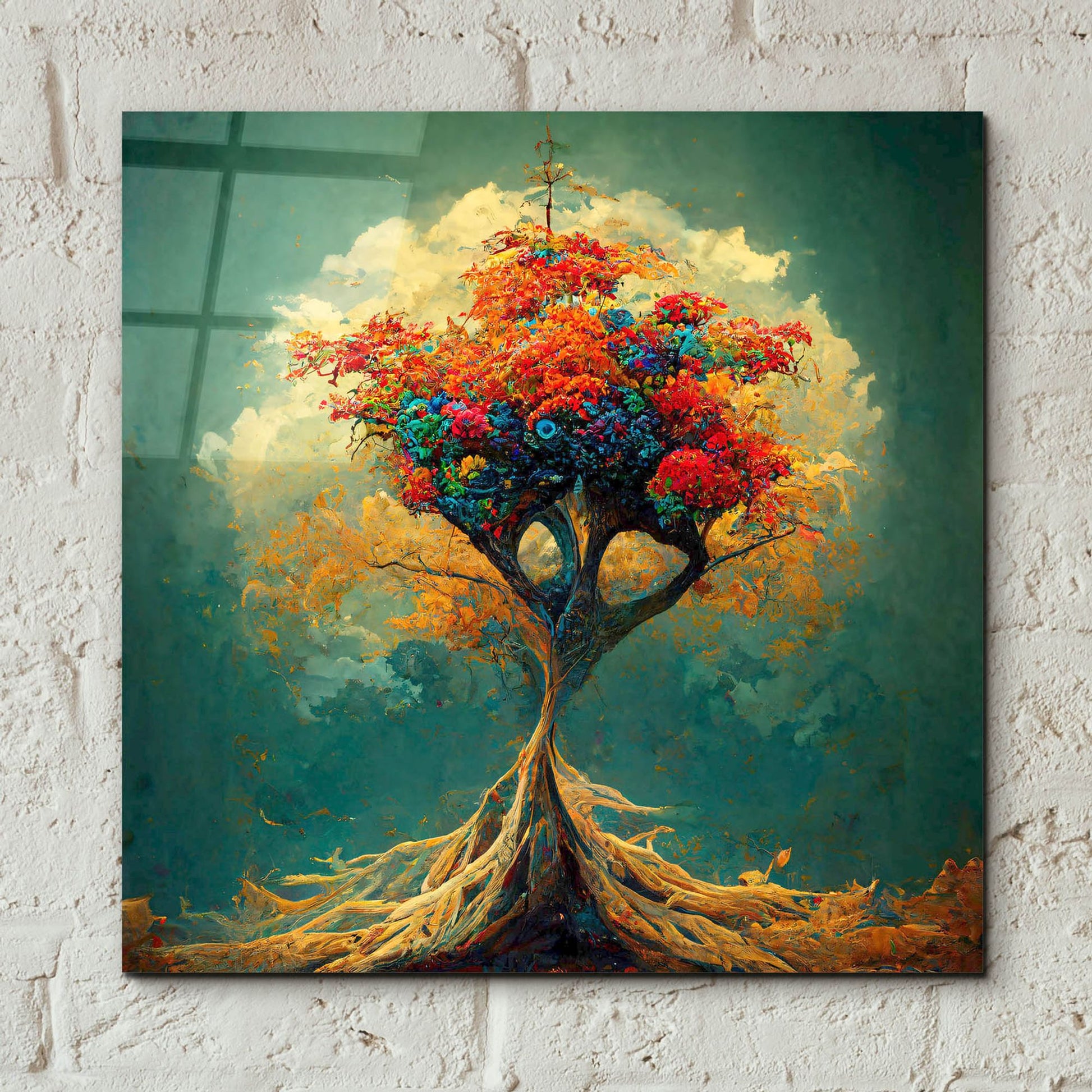 Epic Art 'Tree Of Life 35' by Ray Heere, Acrylic Glass Wall Art,12x12