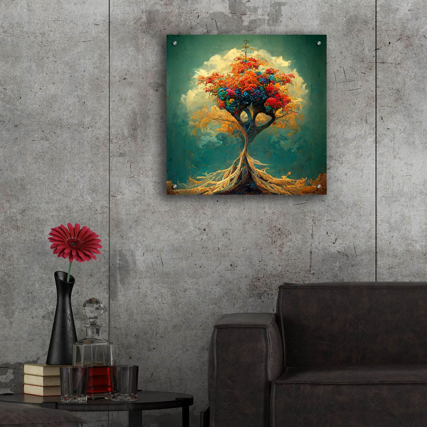 Epic Art 'Tree Of Life 35' by Ray Heere, Acrylic Glass Wall Art,24x24