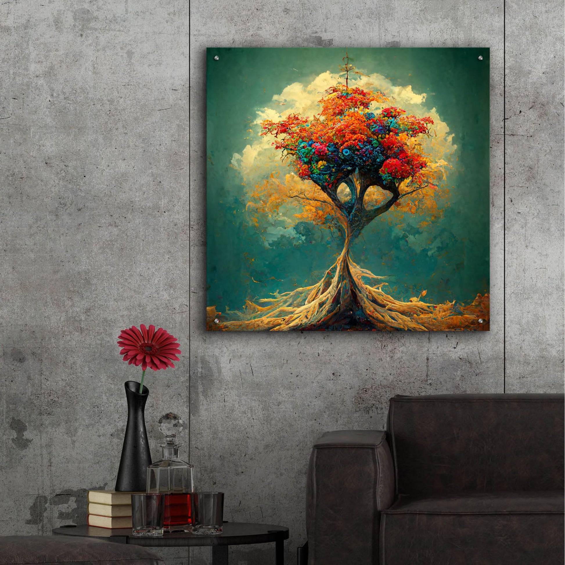 Epic Art 'Tree Of Life 35' by Ray Heere, Acrylic Glass Wall Art,36x36