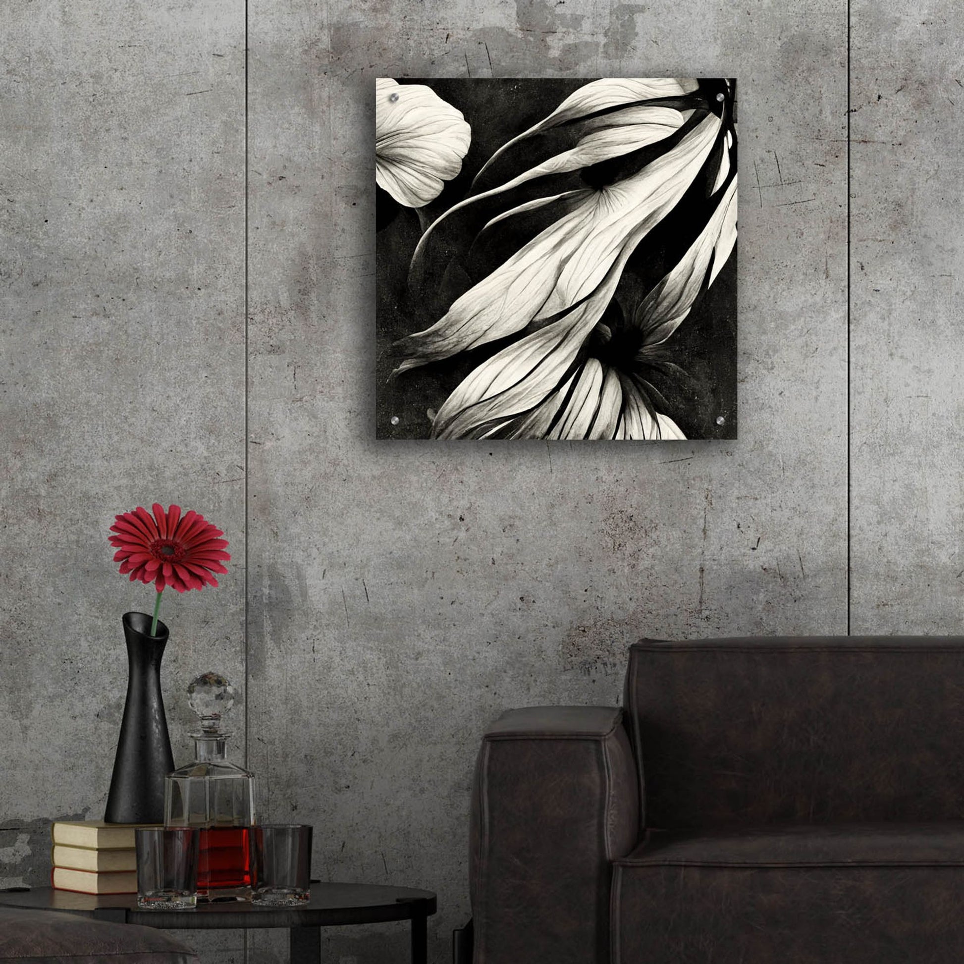 Epic Art 'Flowers Black White 11' by Ray Heere, Acrylic Glass Wall Art,24x24