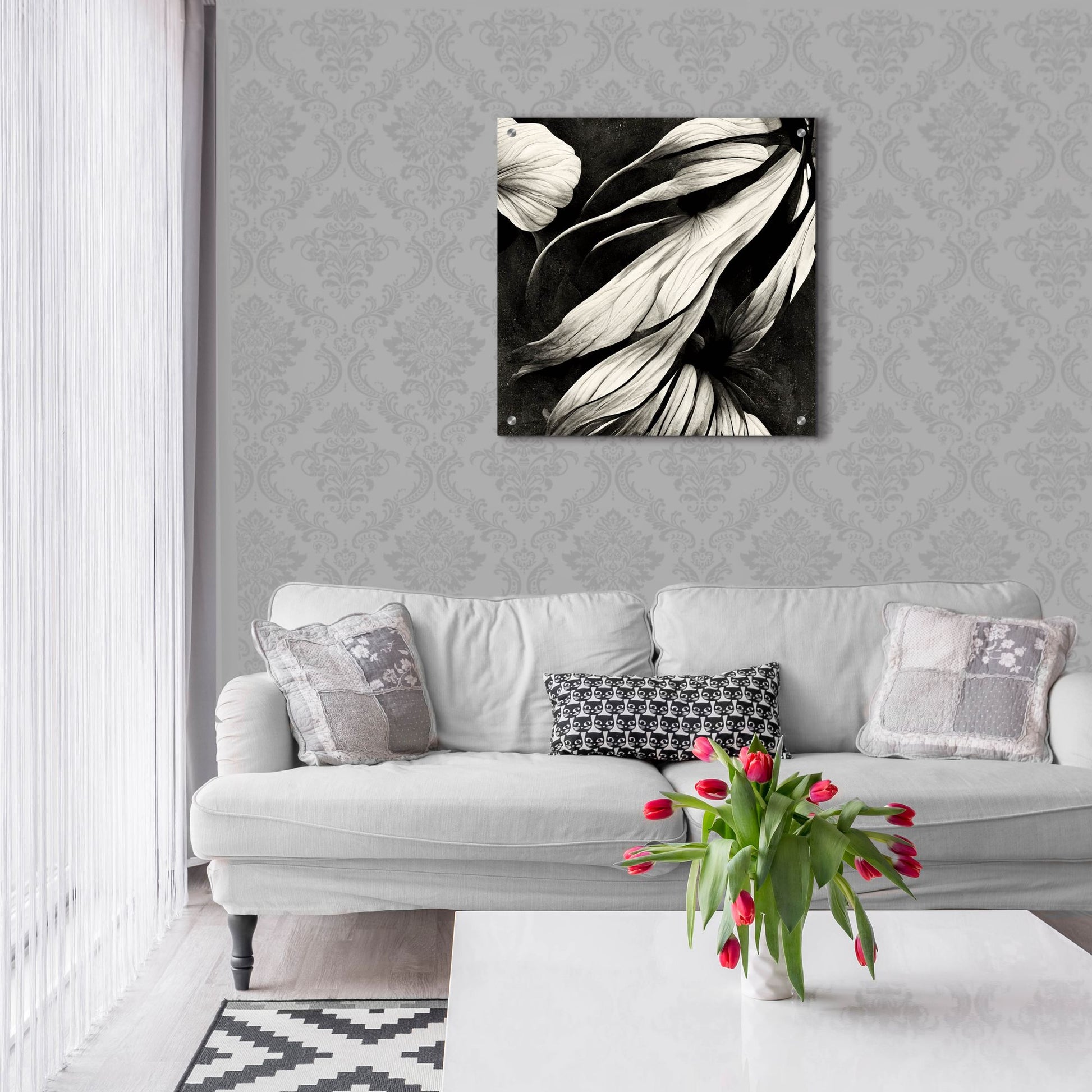 Epic Art 'Flowers Black White 11' by Ray Heere, Acrylic Glass Wall Art,24x24