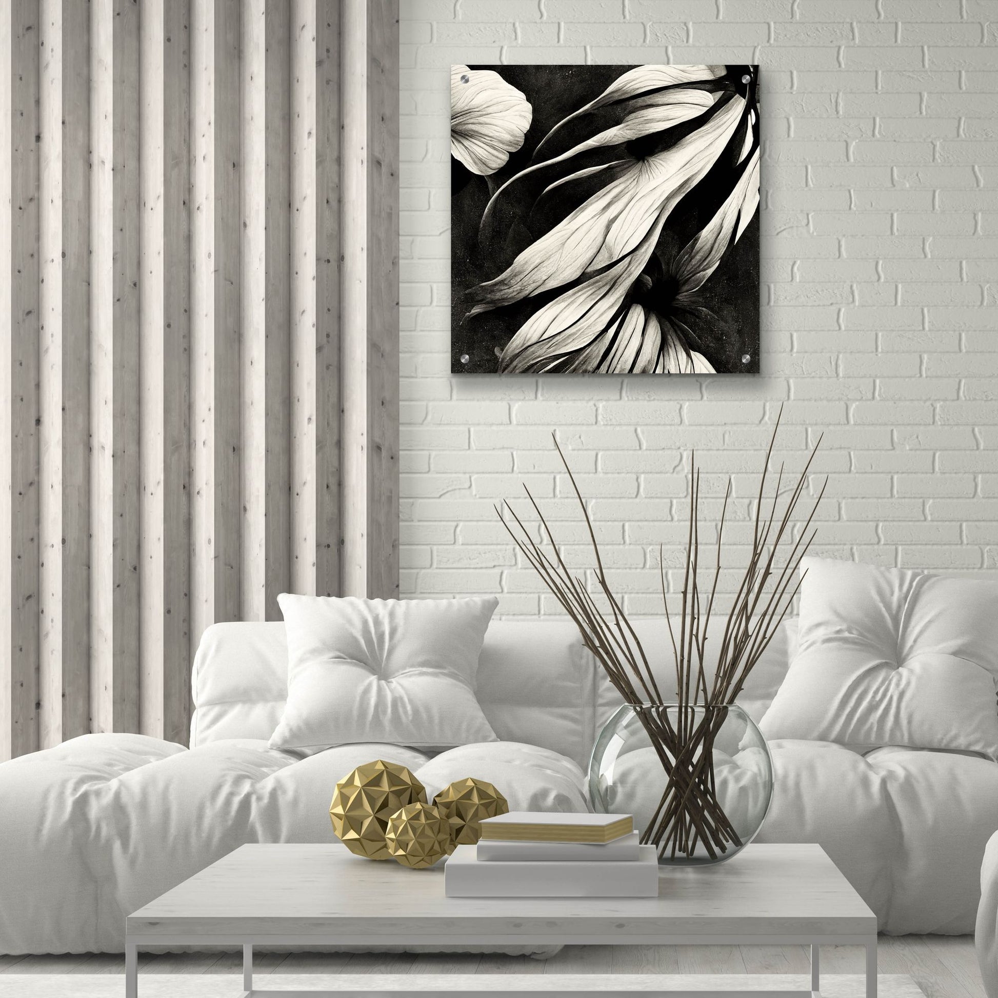 Epic Art 'Flowers Black White 11' by Ray Heere, Acrylic Glass Wall Art,24x24